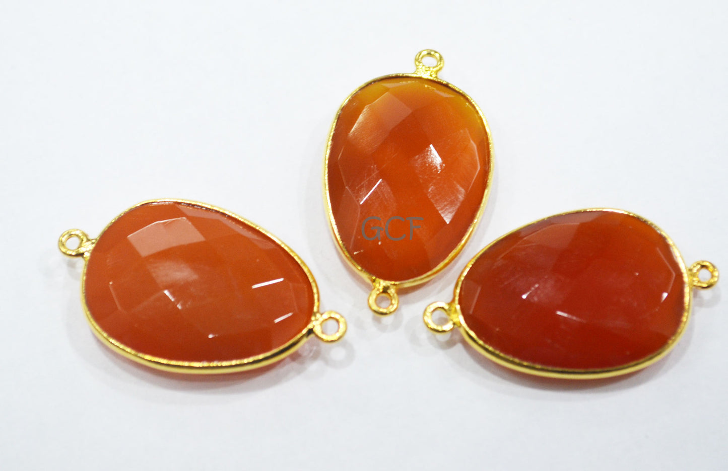 Carnelian Faceted Slice Shape Double Bail Connector , Carnelian Faceted Free Form Bezel Connector , Sold By Piece , 19x26 mm , RB-6916