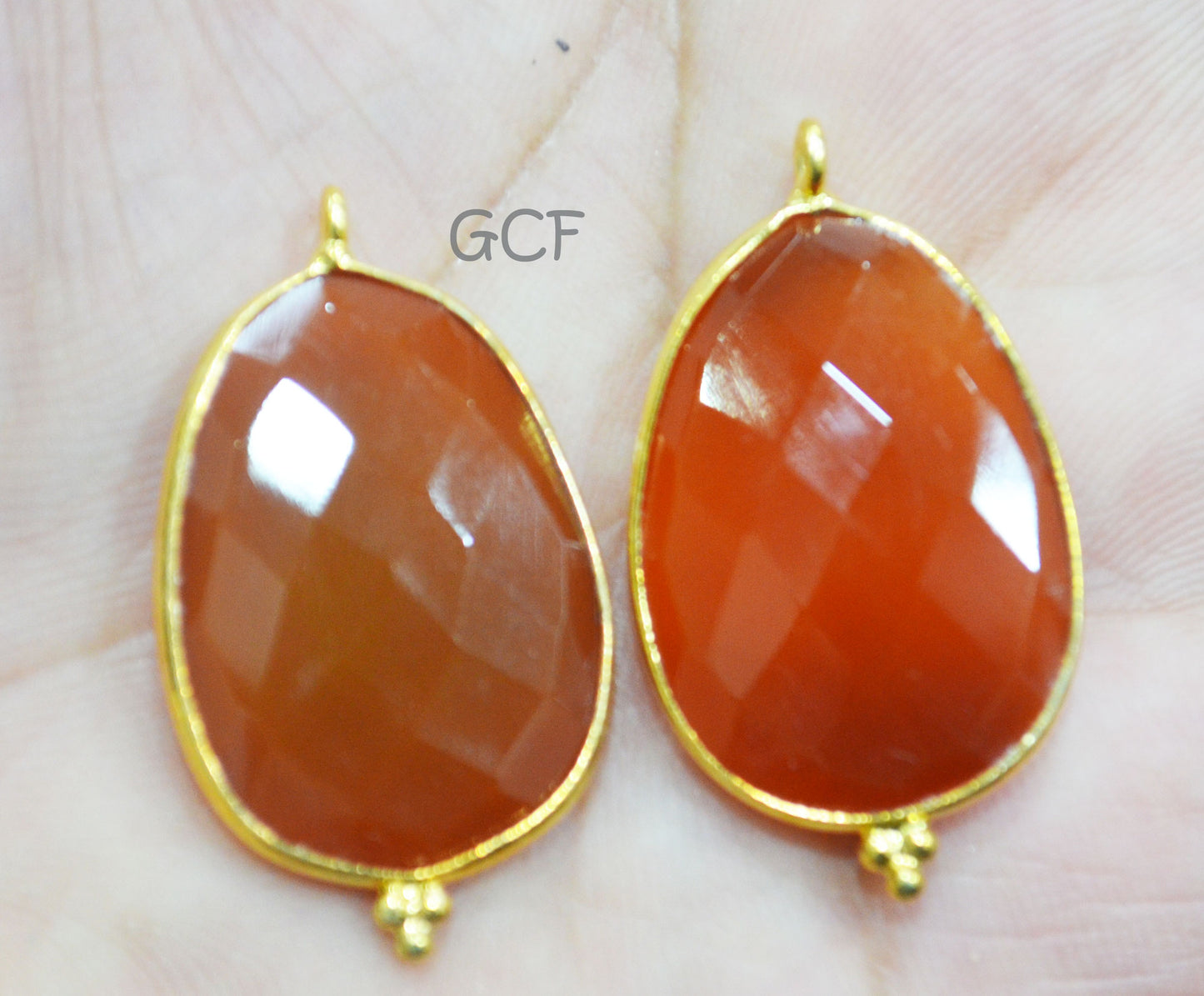 Carnelian Faceted Slice Shape Single Bail Connector , Carnelian Faceted Free Form Bezel Connector , Sold By Piece , 20x29 mm , RB-6917