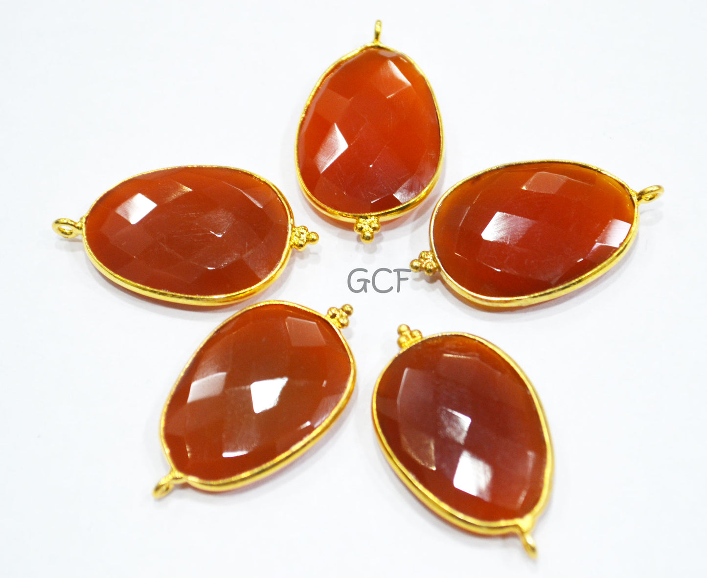 Carnelian Faceted Slice Shape Single Bail Connector , Carnelian Faceted Free Form Bezel Connector , Sold By Piece , 20x29 mm , RB-6917