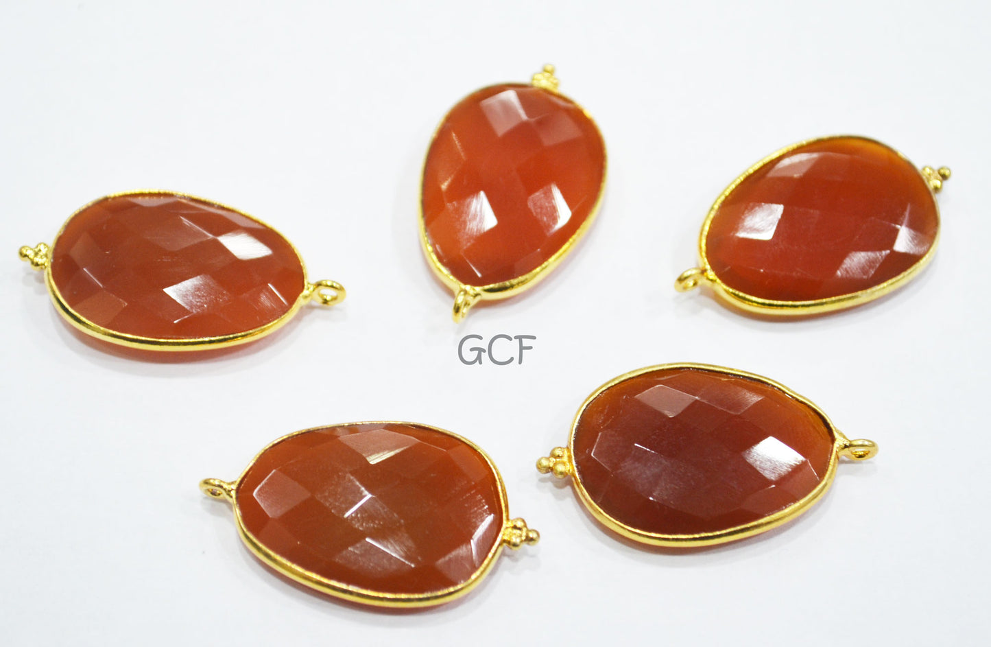 Carnelian Faceted Slice Shape Single Bail Connector , Carnelian Faceted Free Form Bezel Connector , Sold By Piece , 20x29 mm , RB-6917