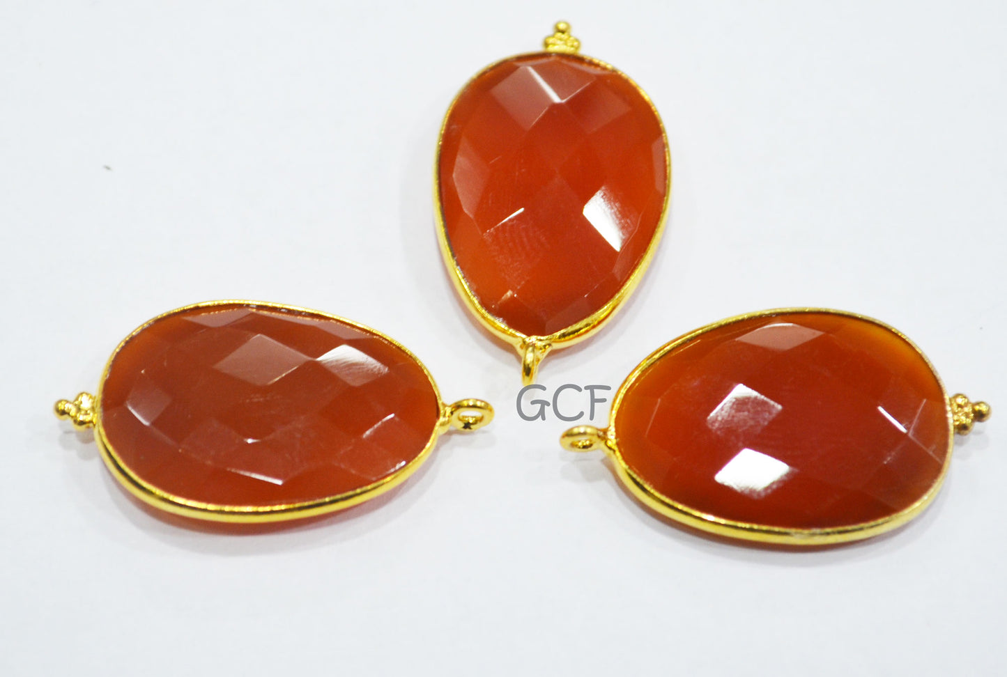 Carnelian Faceted Slice Shape Single Bail Connector , Carnelian Faceted Free Form Bezel Connector , Sold By Piece , 20x29 mm , RB-6917