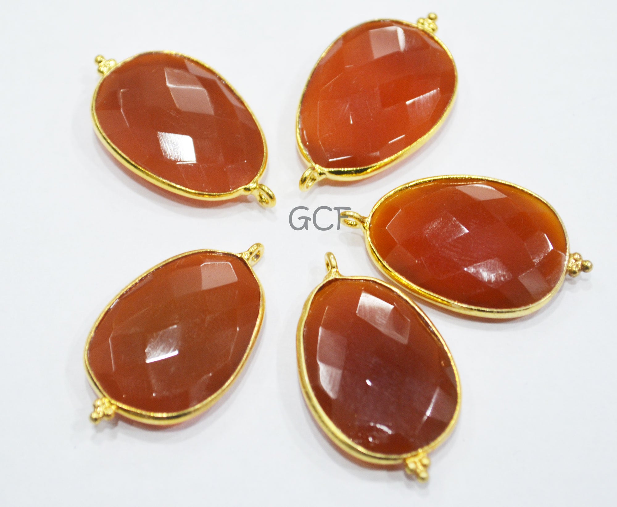 Carnelian Faceted Slice Shape Single Bail Connector , Carnelian Faceted Free Form Bezel Connector , Sold By Piece , 20x29 mm , RB-6917