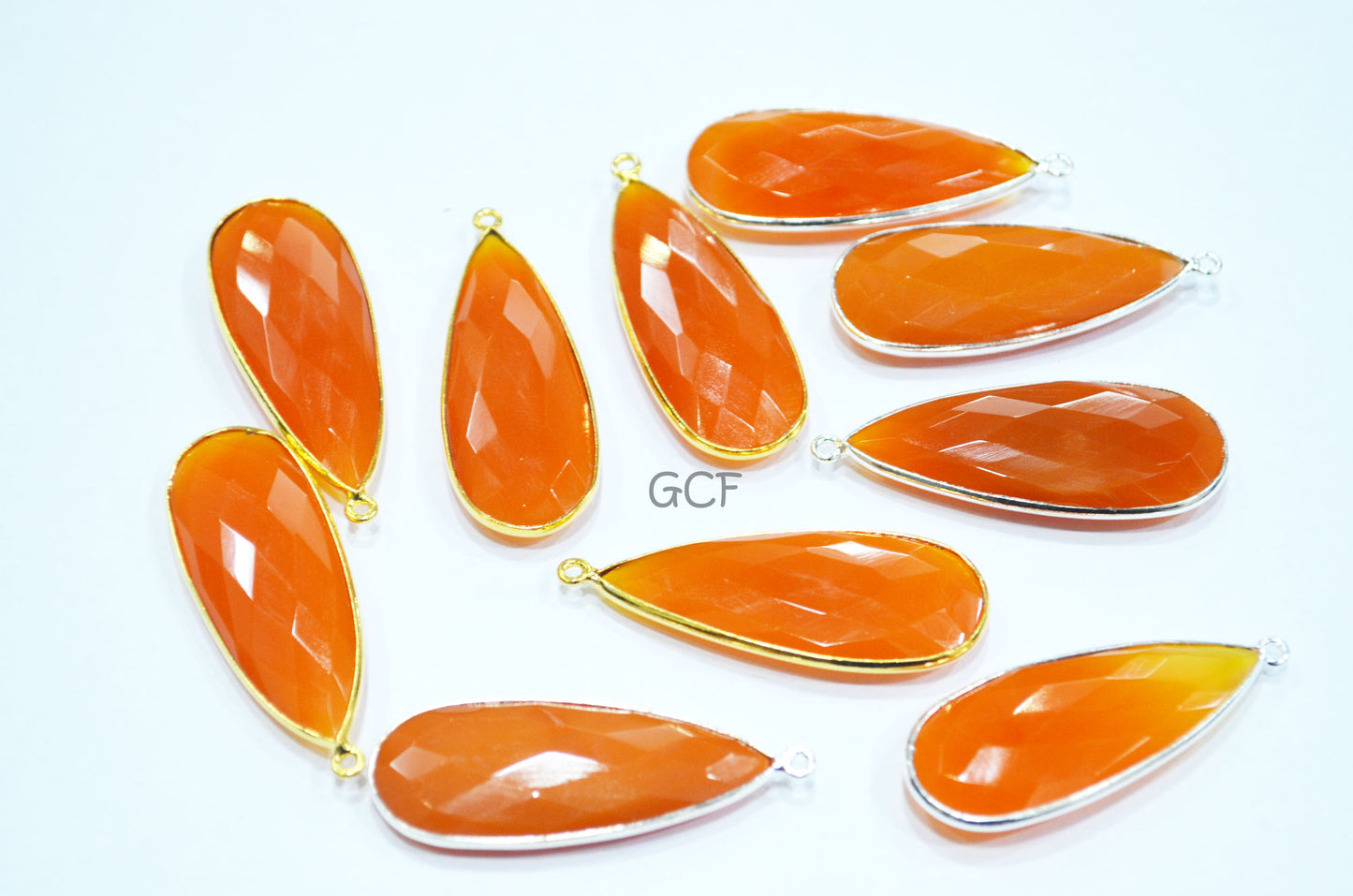 Carnelian Faceted Pear Shape Single Bail Connector , Carnelian Faceted Bezel Connector , Sold By Piece , 17x41 mm , RB-6918