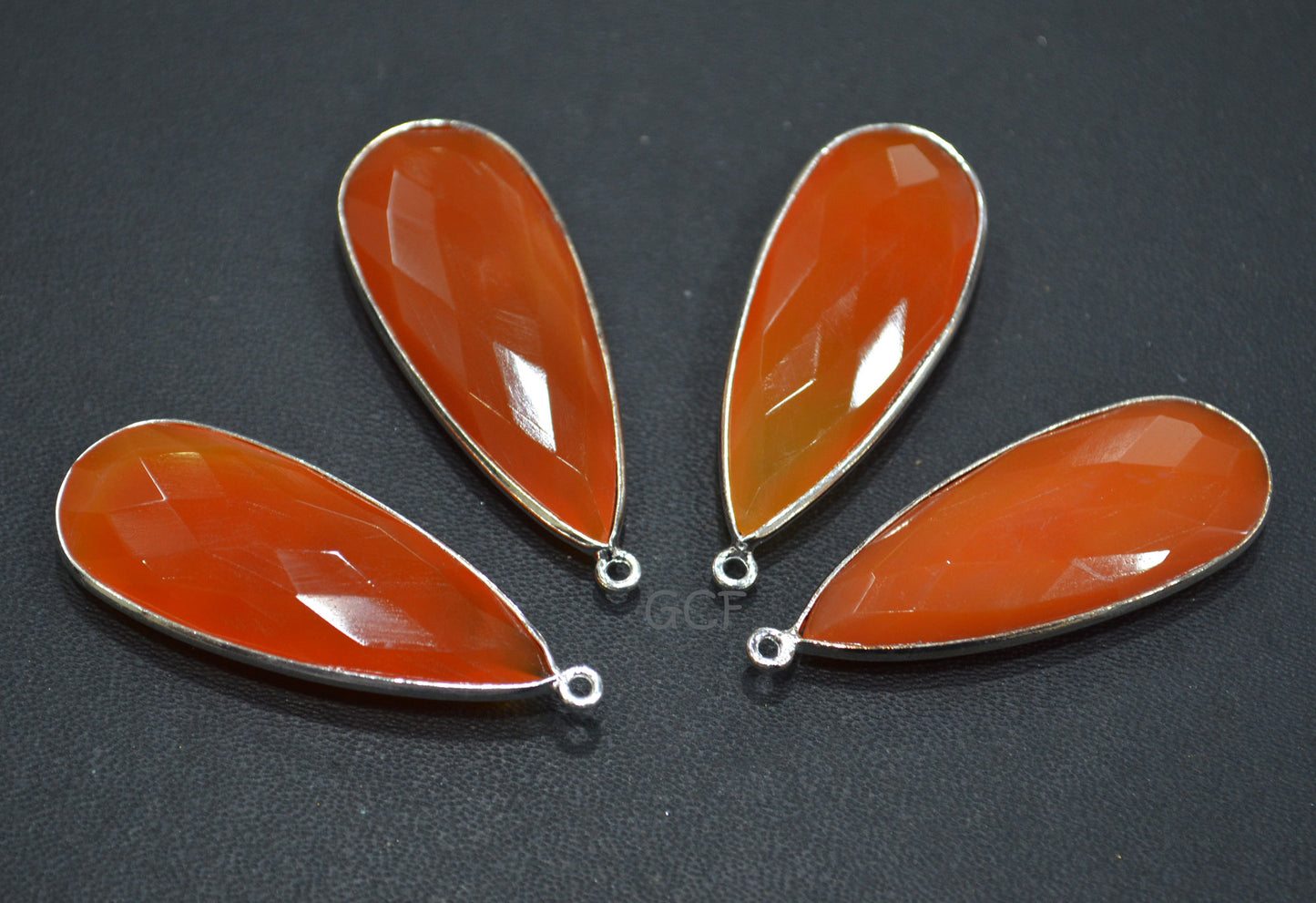 Carnelian Faceted Pear Shape Single Bail Connector , Carnelian Faceted Bezel Connector , Sold By Piece , 17x41 mm , RB-6918
