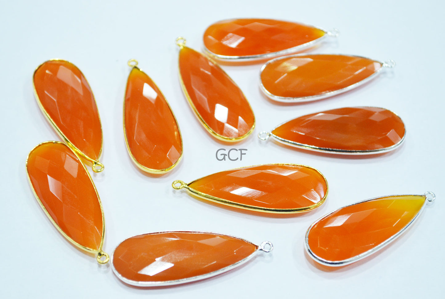 Carnelian Faceted Pear Shape Single Bail Connector , Carnelian Faceted Bezel Connector , Sold By Piece , 17x41 mm , RB-6918