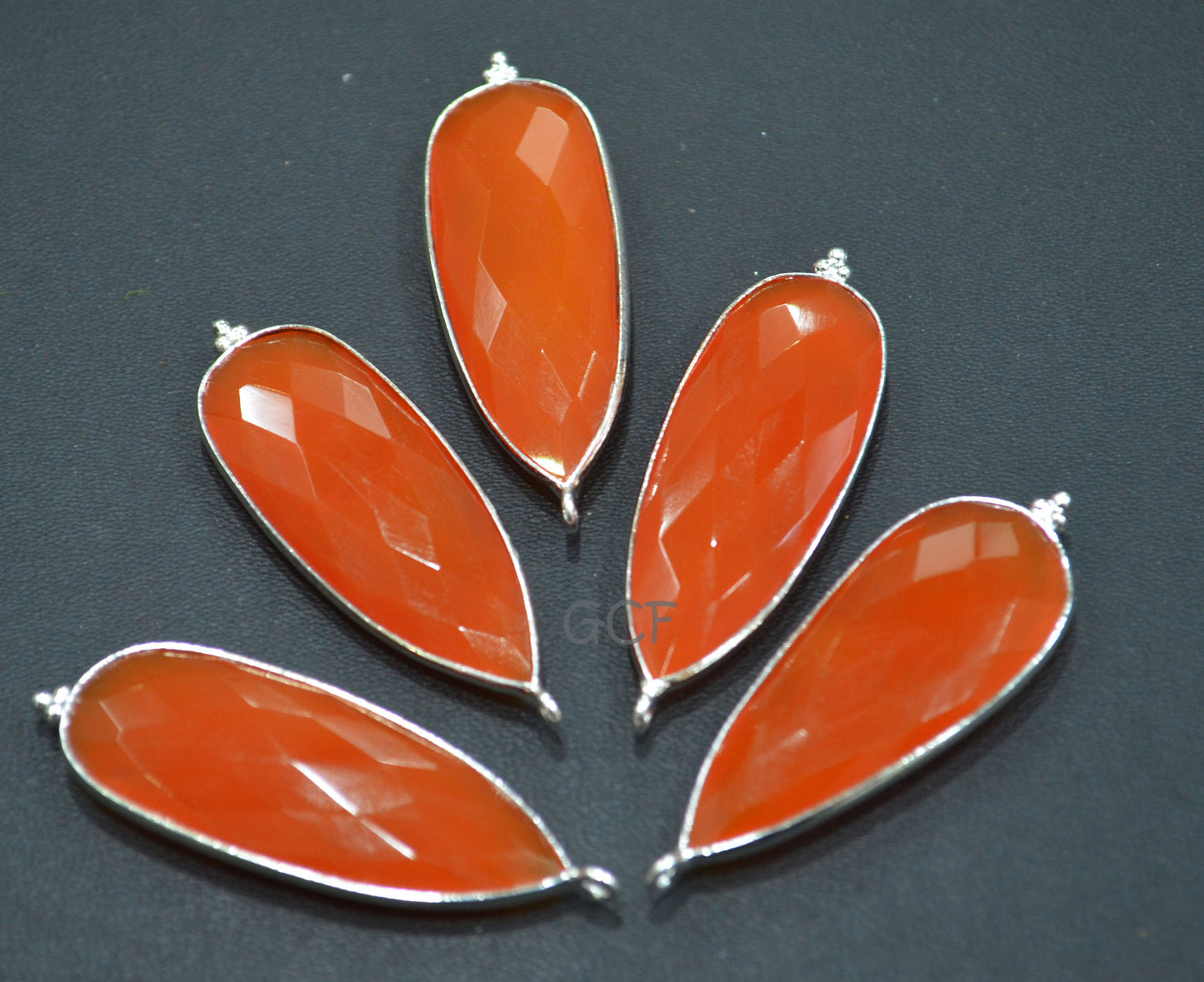 Carnelian Faceted Pear Shape Single Bail Connector , Carnelian Faceted Bezel Connector , Sold By Piece , 16x44 mm , RB-6919