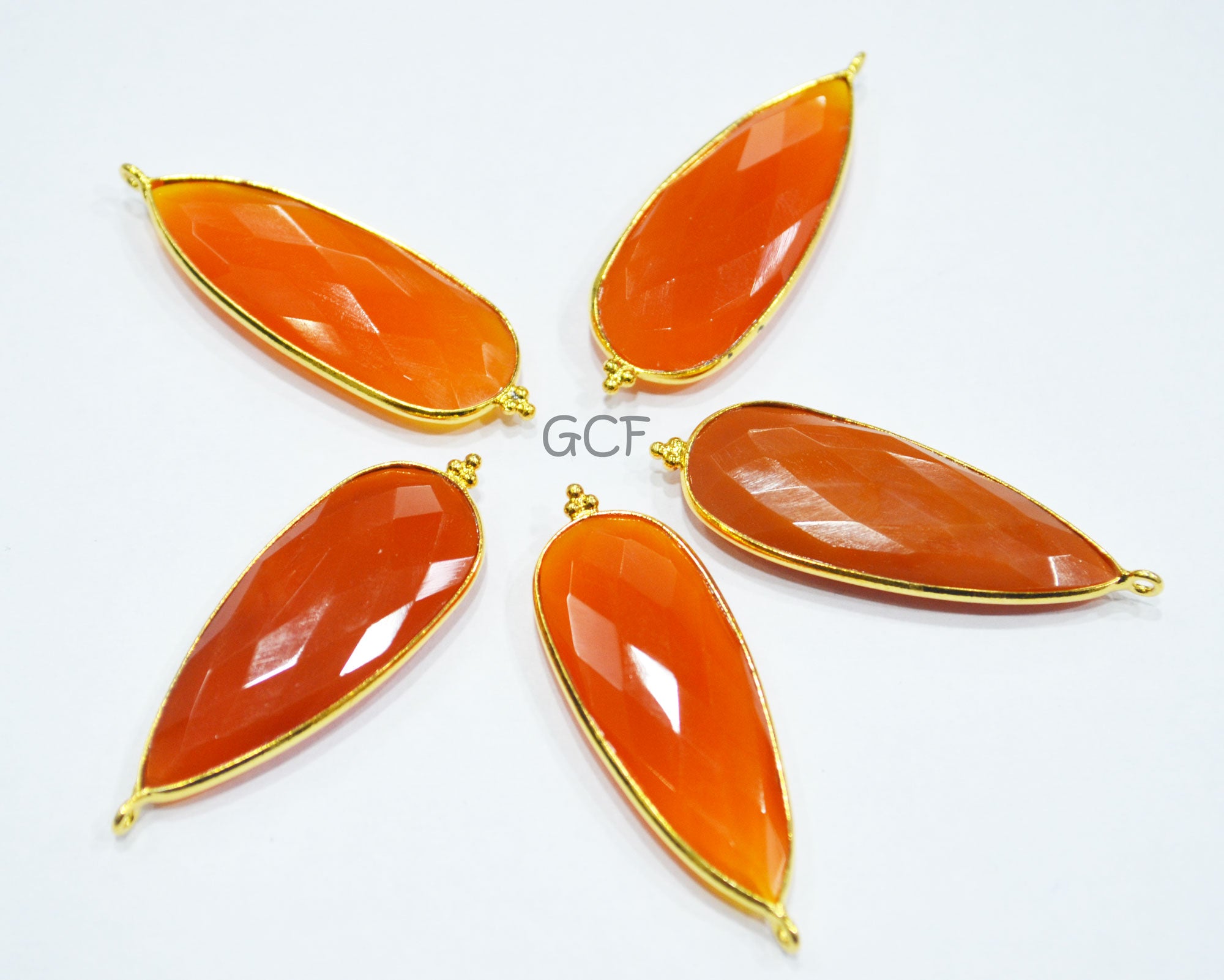 Carnelian Faceted Pear Shape Single Bail Connector , Carnelian Faceted Bezel Connector , Sold By Piece , 16x44 mm , RB-6919
