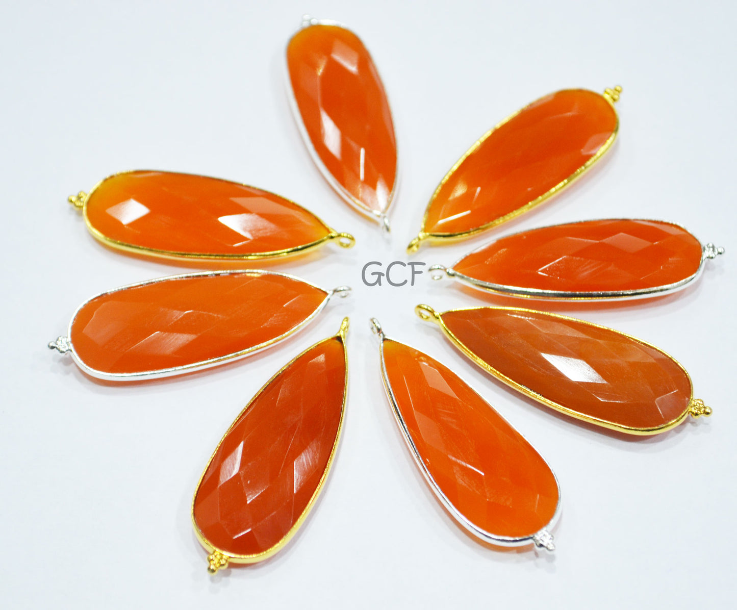Carnelian Faceted Pear Shape Single Bail Connector , Carnelian Faceted Bezel Connector , Sold By Piece , 16x44 mm , RB-6919