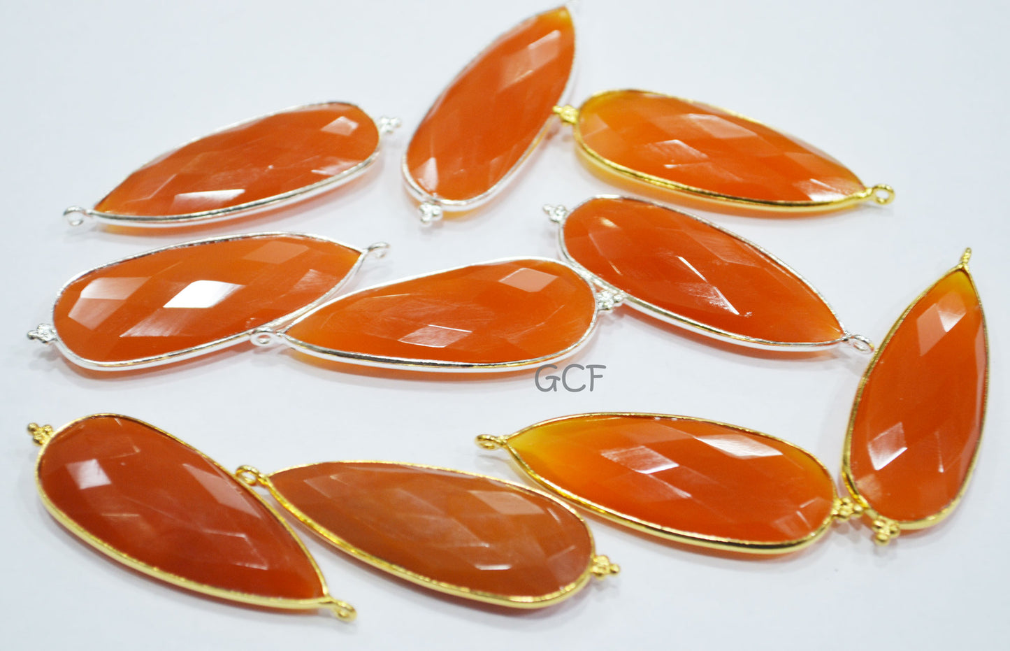 Carnelian Faceted Pear Shape Single Bail Connector , Carnelian Faceted Bezel Connector , Sold By Piece , 16x44 mm , RB-6919