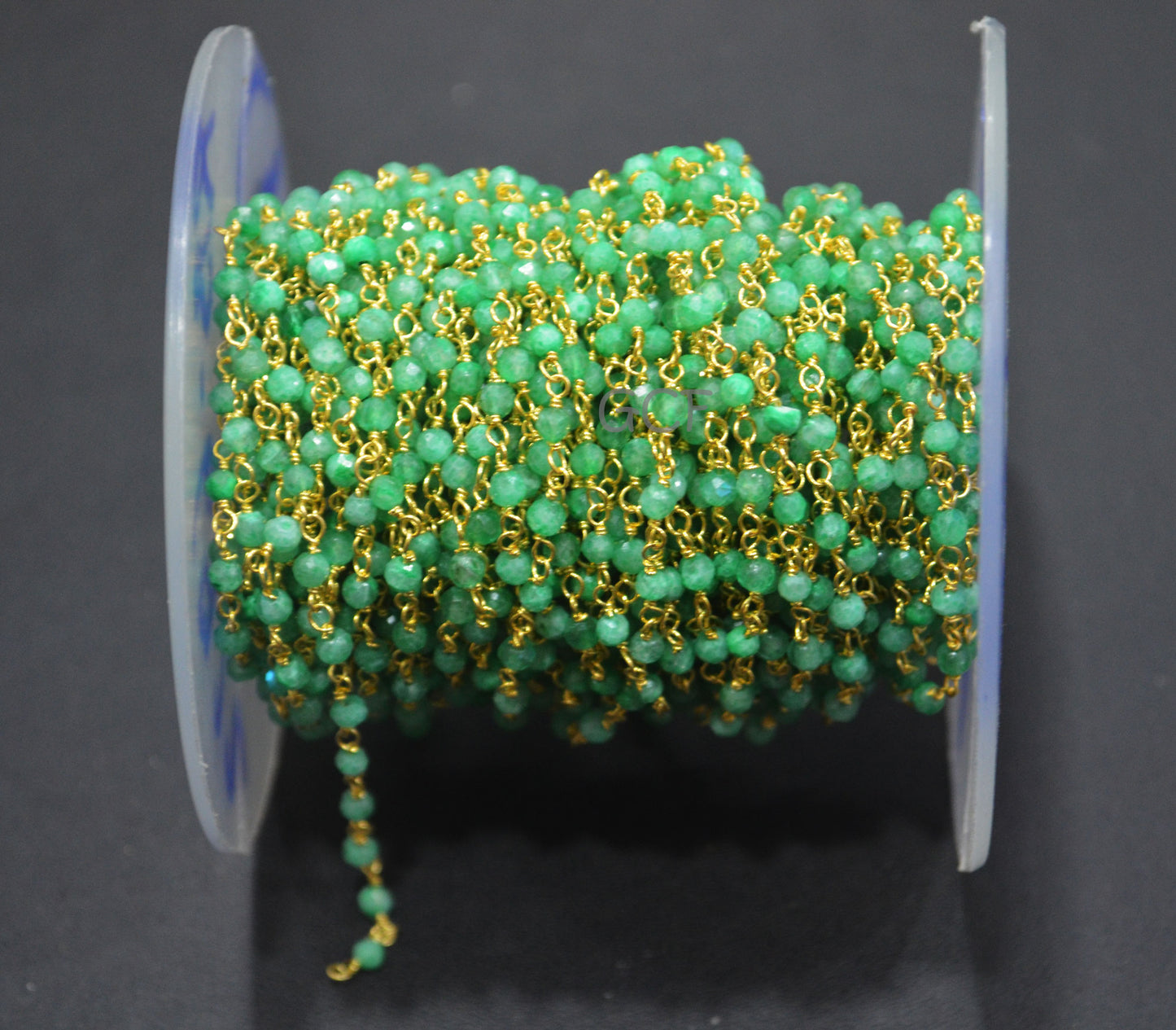 Chrysoprase Rainbow Moonstone Faceted Round Shape Rosary Chain ,Mystic Coated Green Moonstone Wire Wrapped Chain , 2 mm ,6922