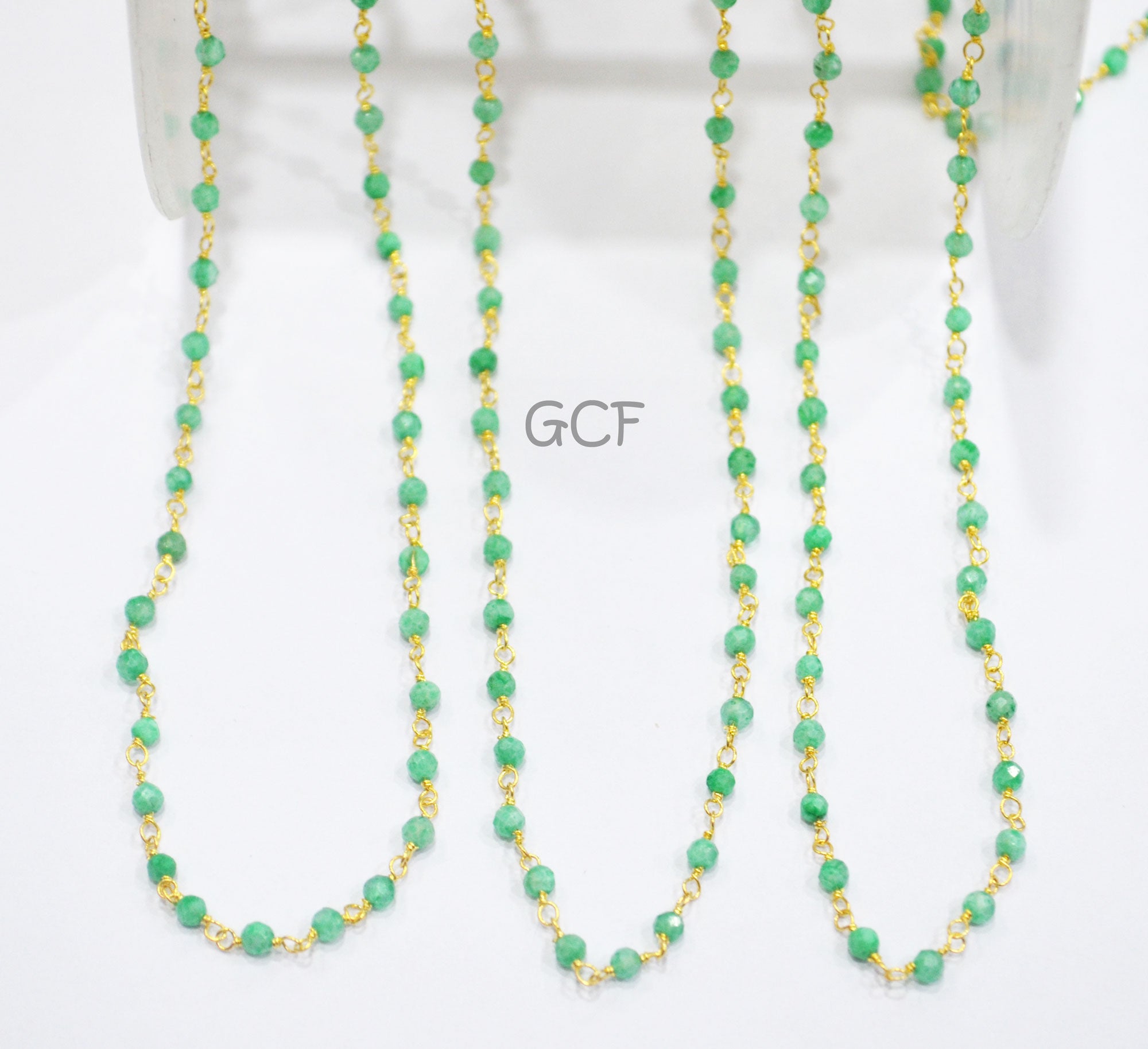 Chrysoprase Rainbow Moonstone Faceted Round Shape Rosary Chain ,Mystic Coated Green Moonstone Wire Wrapped Chain , 2 mm ,6922