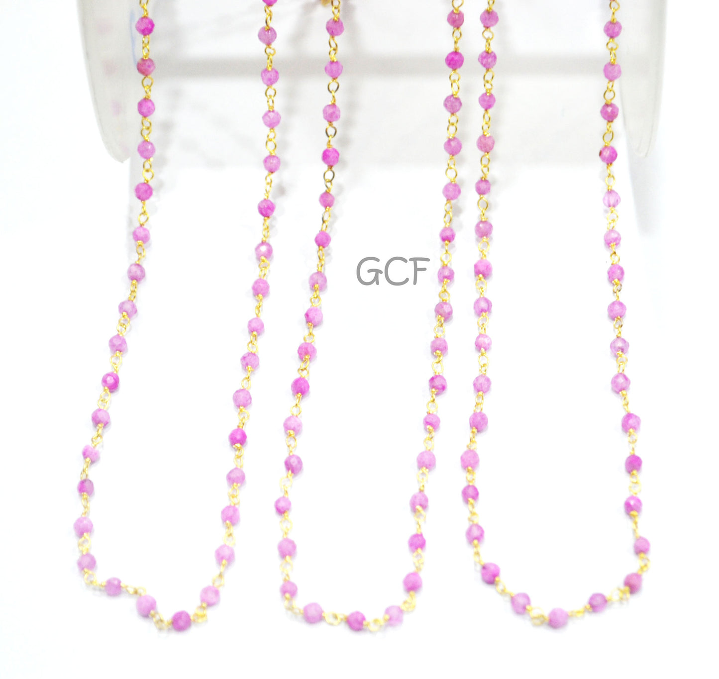 Pink Rainbow Moonstone Faceted Round Shape Rosary Chain , Mystic Coated Pink Moonstone Wire Wrapped Chain , 2 mm , 6923