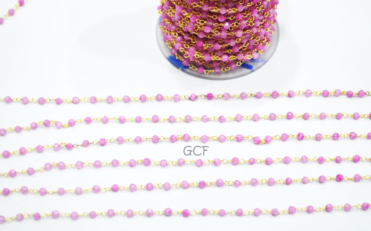 Pink Rainbow Moonstone Faceted Round Shape Rosary Chain , Mystic Coated Pink Moonstone Wire Wrapped Chain , 2 mm , 6923