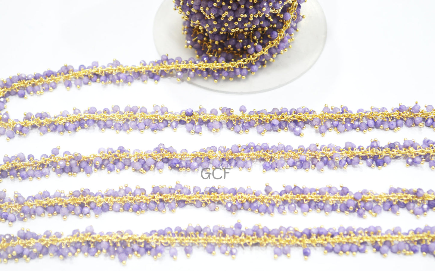 Purple Rainbow Moonstone Faceted Round Shape Angoori Cluster Chain ,Mystic Coated Purple Moonstone Grape Chain ,2-2.5 mm ,6925