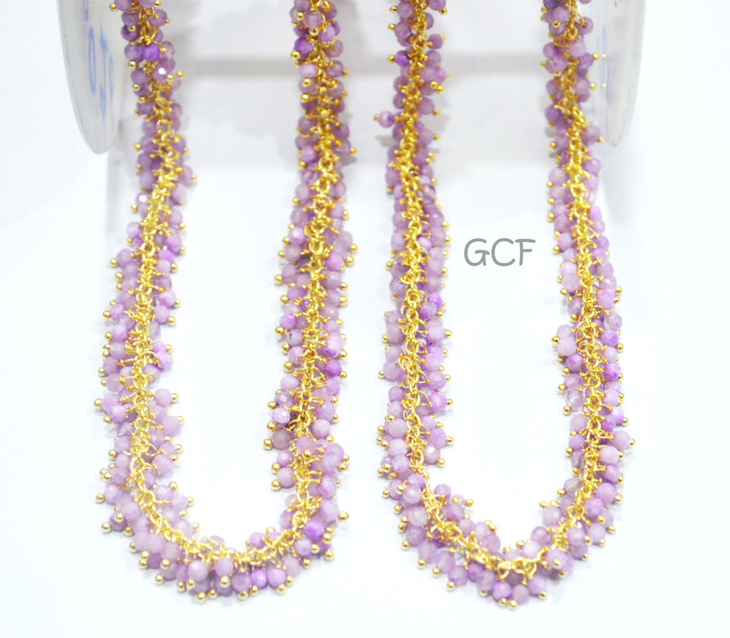 Lavender Rainbow Moonstone Faceted Round Shape Grape Chain ,Mystic Coated Lavender Moonstone Dangling Chain , 2-2.5 mm , 6926
