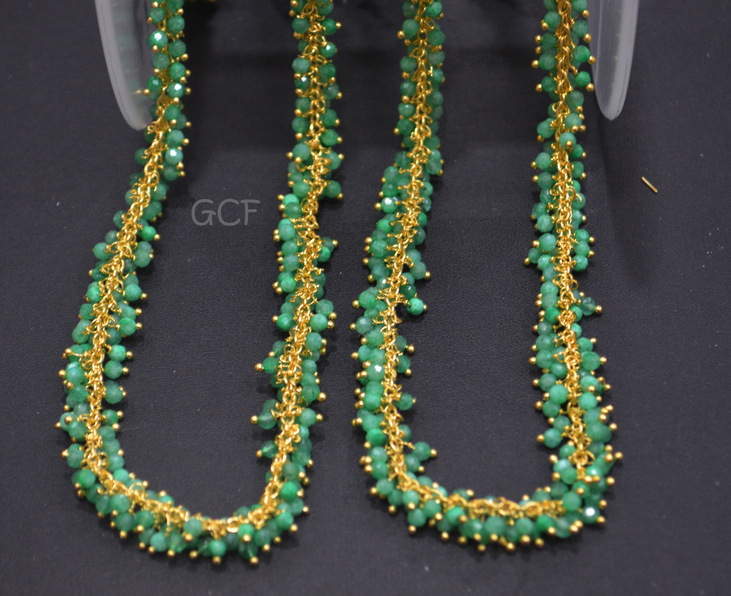 Chrysoprase Rainbow Moonstone Faceted Round Shape Dangling Chain , Mystic Coated Green Moonstone Grape Chain , 2-2.5 mm ,6927