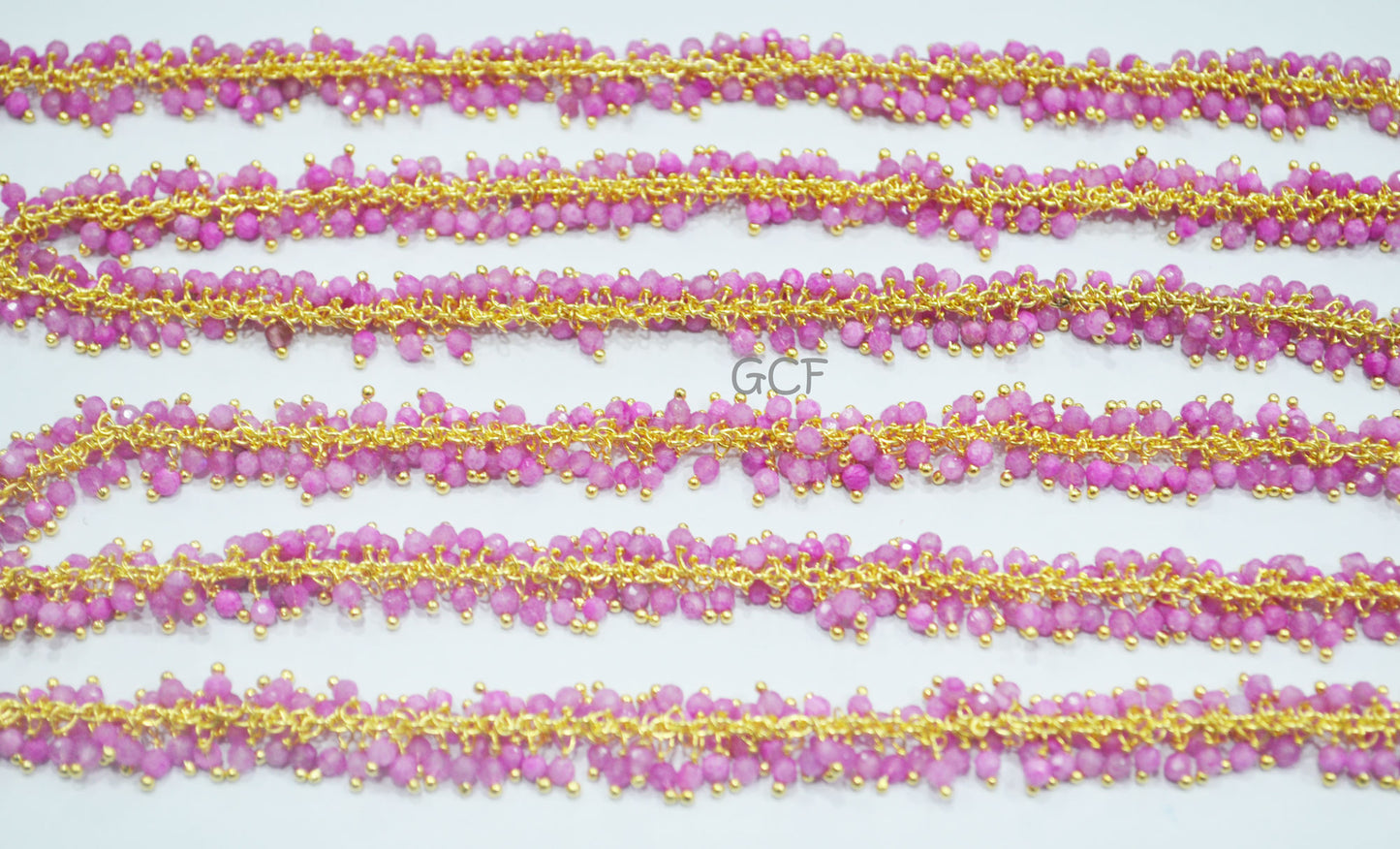 Pink Rainbow Moonstone Faceted Round Shape Grape Chain ,Mystic Coated Pink Moonstone Angoori Cluster Chain , 2 - 2.5 mm ,6928