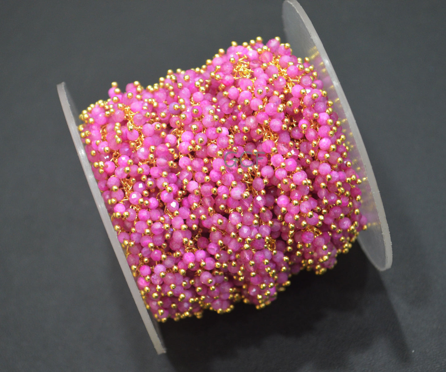 Pink Rainbow Moonstone Faceted Round Shape Grape Chain ,Mystic Coated Pink Moonstone Angoori Cluster Chain , 2 - 2.5 mm ,6928