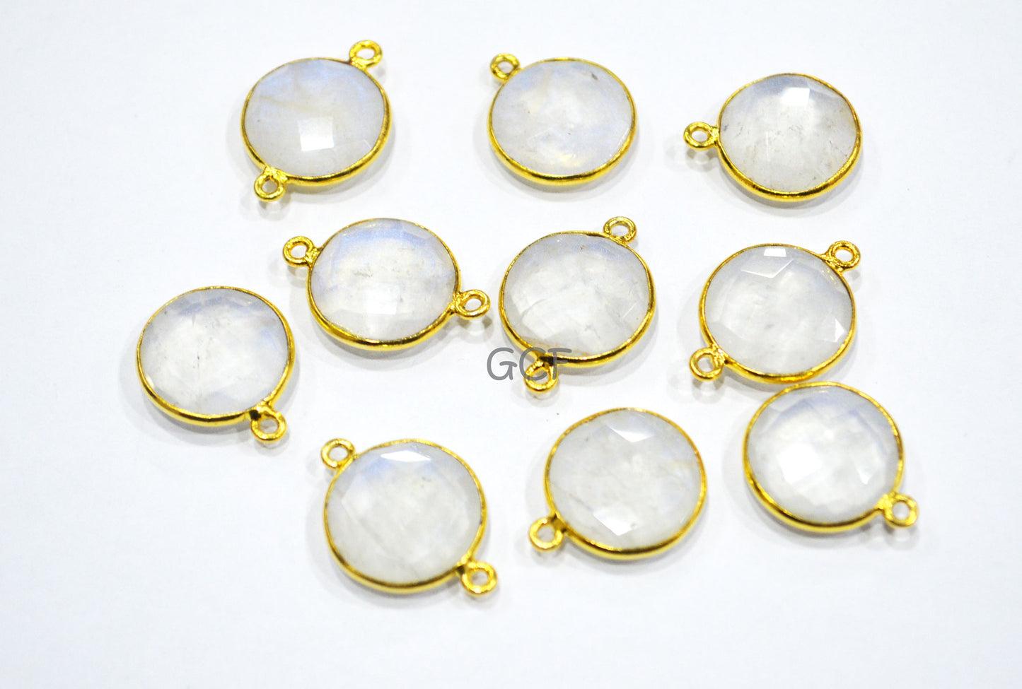 Rainbow Natural Quartz Doublet Faceted Coin Shape Connector , Rainbow Natural Quartz Doublet Single & Double Bail Connector , Sold By Piece , 17 mm , RB-6940