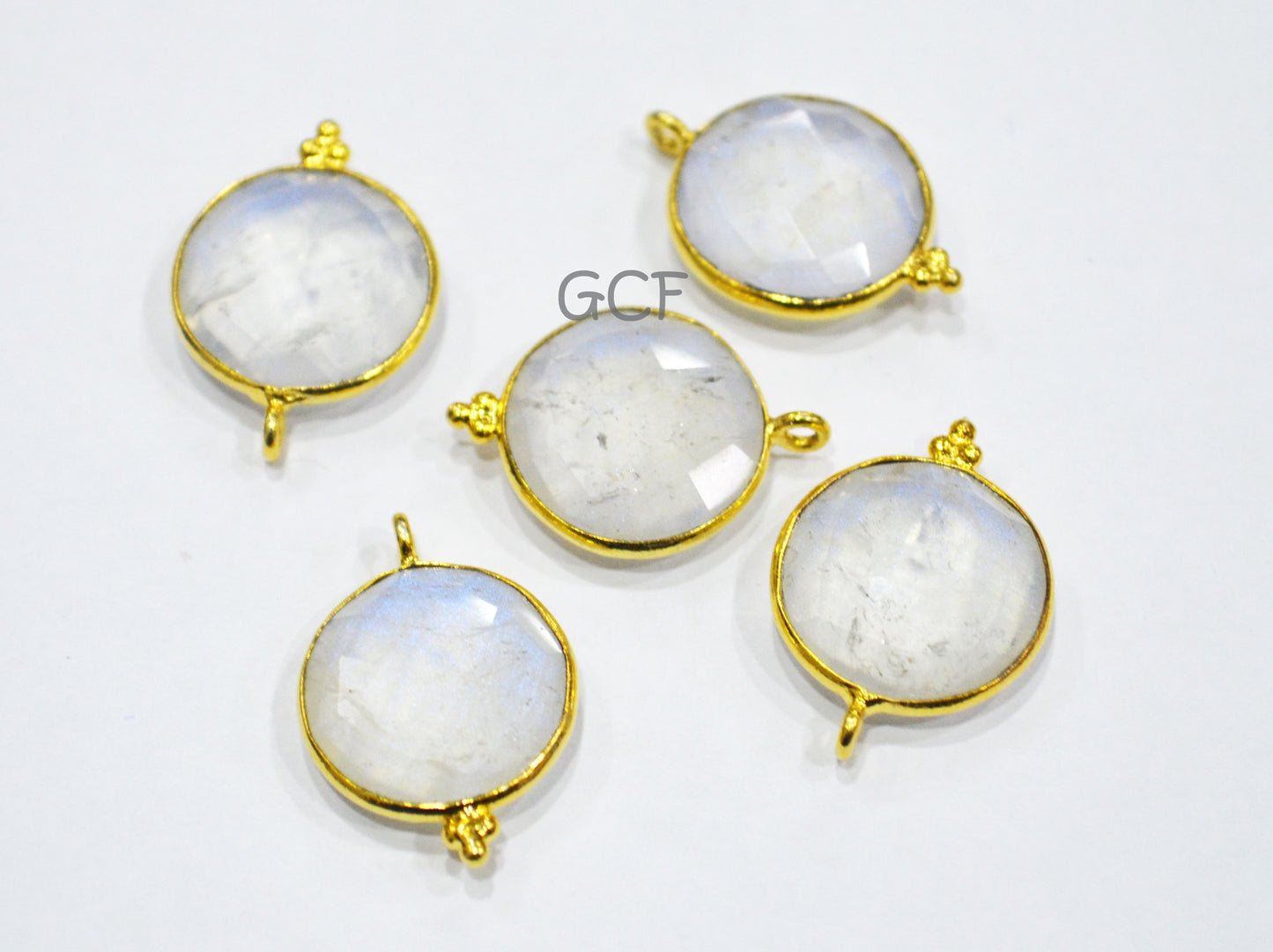 Rainbow Natural Quartz Doublet Faceted Coin Shape Connector , Rainbow Natural Quartz Doublet Single Bail Connector , Sold By Piece , 17 mm , RB-6941