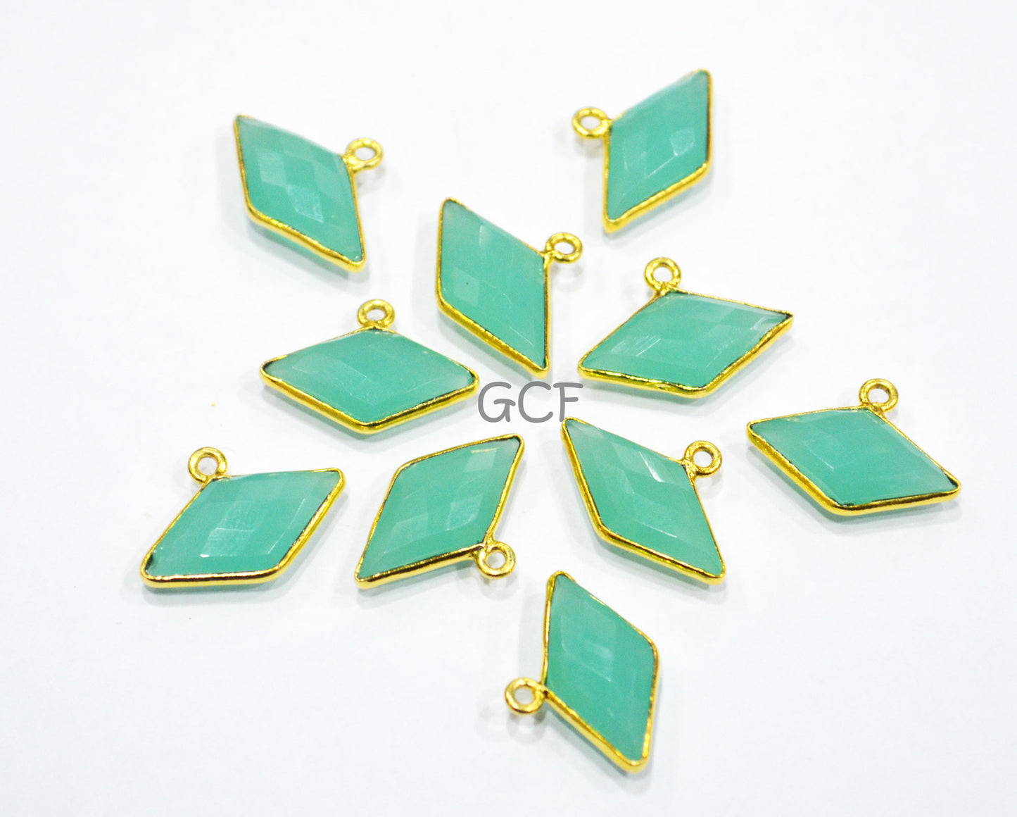 Aqua Chalcedony Diamond Shape Single Bail Connector , Aqua Chalcedony Hydro Glass Faceted Connector , Sold By Piece , 10x20 mm , RB-6944A