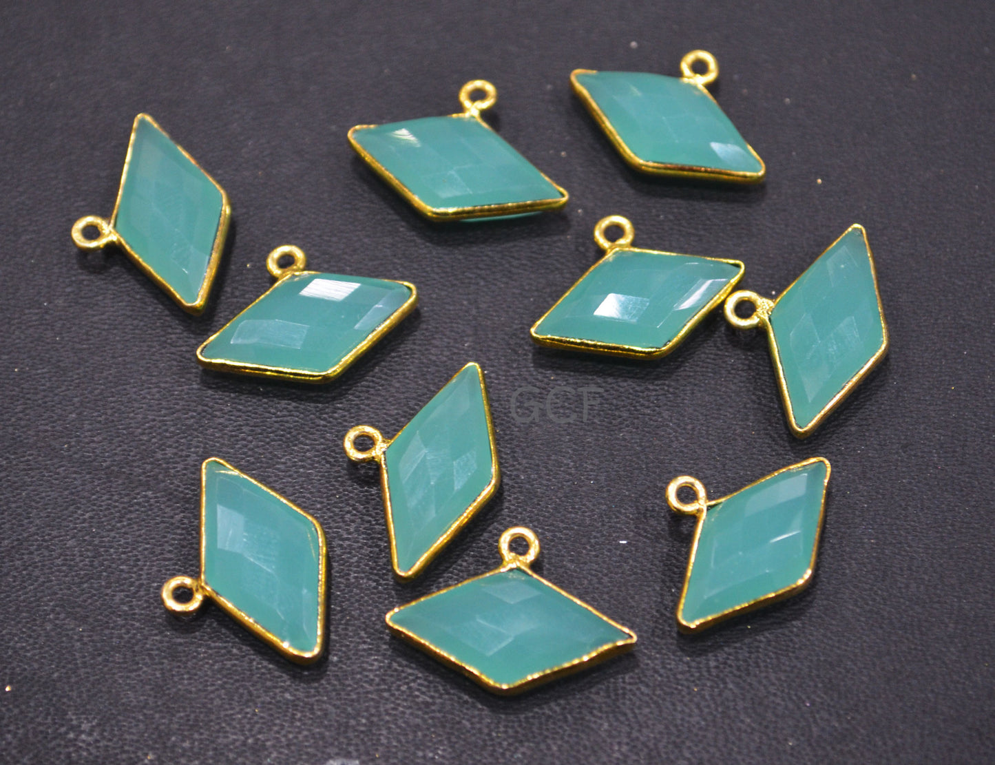 Aqua Chalcedony Diamond Shape Single Bail Connector , Aqua Chalcedony Hydro Glass Faceted Connector , Sold By Piece , 10x20 mm , RB-6944A