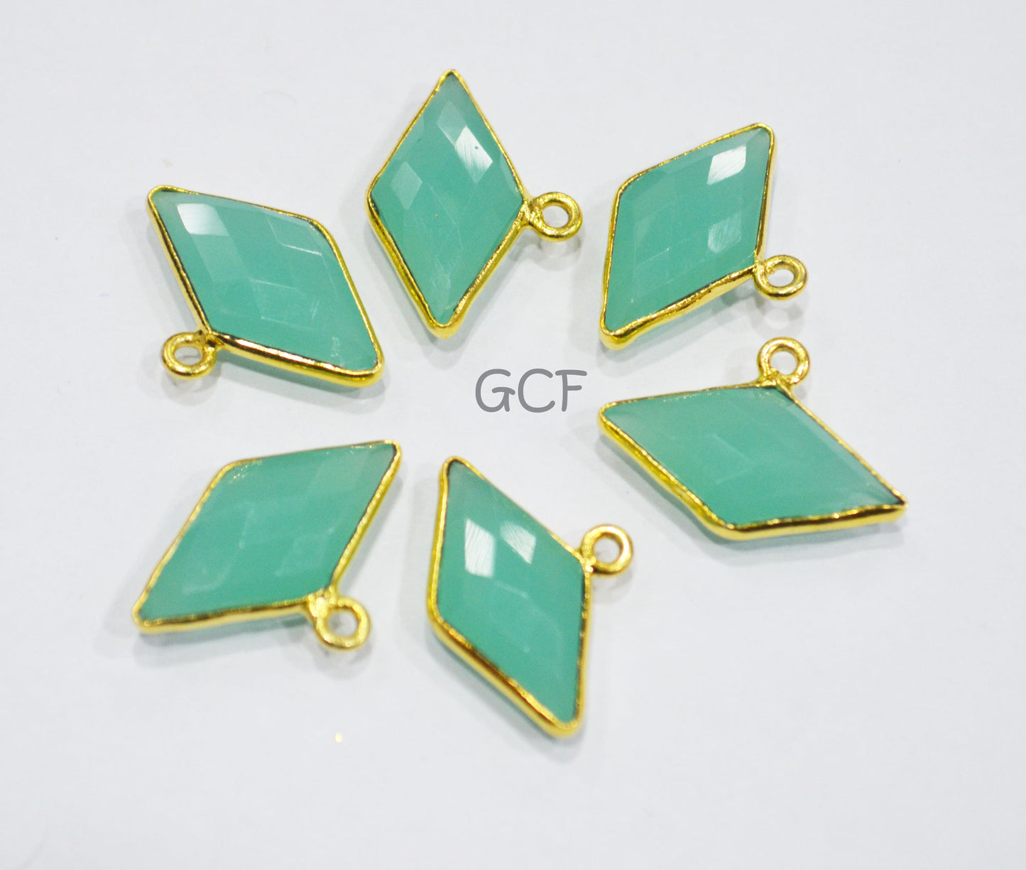 Aqua Chalcedony Diamond Shape Single Bail Connector , Aqua Chalcedony Hydro Glass Faceted Connector , Sold By Piece , 10x20 mm , RB-6944A