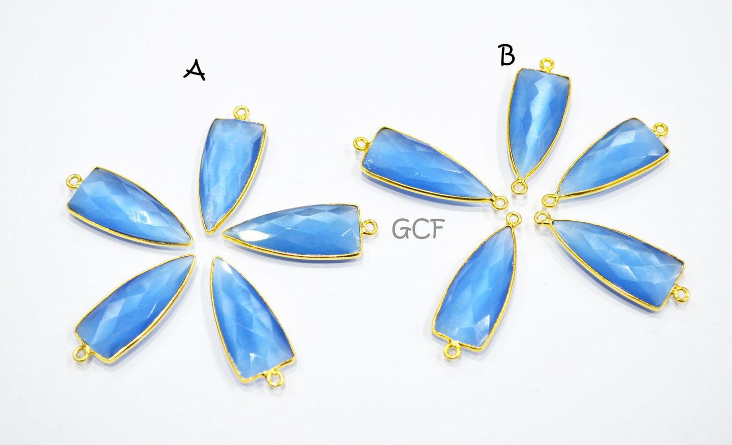 Corn Flower Blue Hydro Glass Faceted Connector , Corn Flower Blue Hydro Glass Arrowhead Shape Connector , Sold By Piece , 13x29 mm , RB-6946