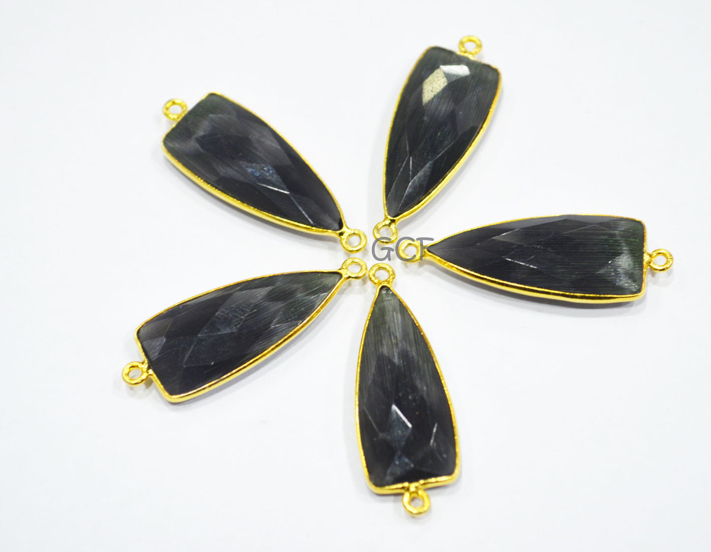 Jet Black Hydro Glass Faceted Connector , Jet Black Hydro Glass Arrowhead Shape Connector , Sold By Piece , 13x29 mm , RB-6948