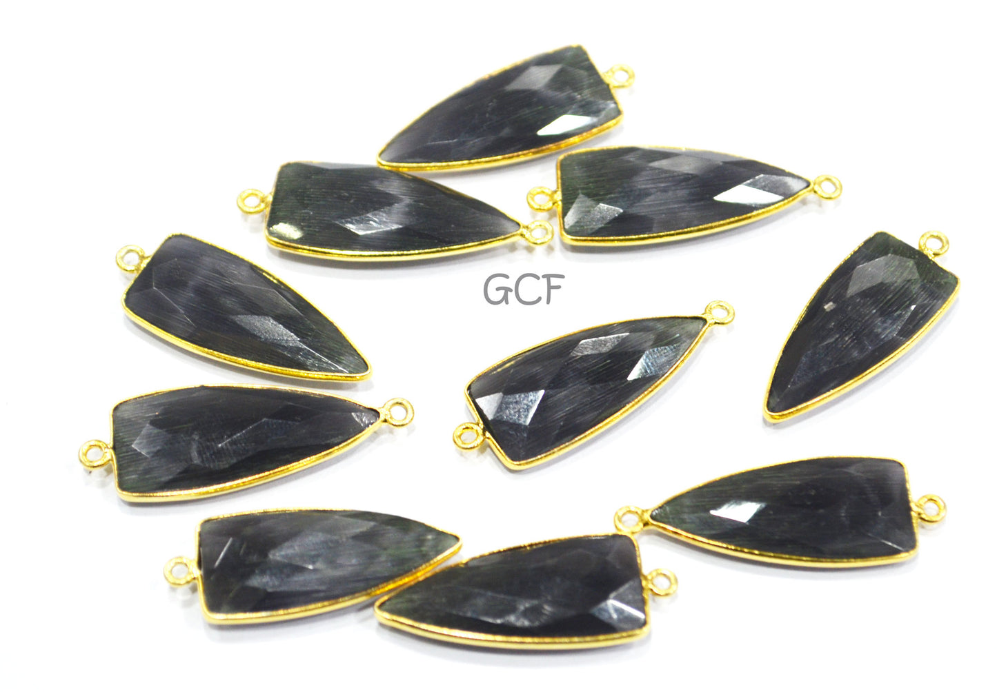 Jet Black Hydro Glass Faceted Connector , Jet Black Hydro Glass Arrowhead Shape Connector , Sold By Piece , 13x29 mm , RB-6948