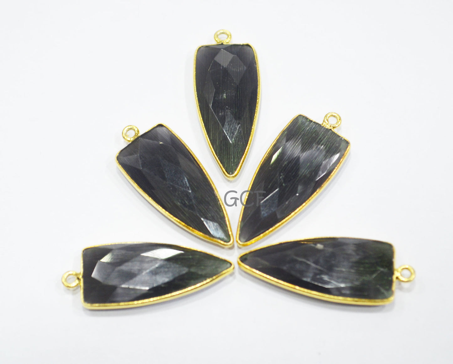 Jet Black Hydro Glass Faceted Connector , Jet Black Hydro Glass Arrowhead Shape Connector , Sold By Piece , 13x29 mm , RB-6948