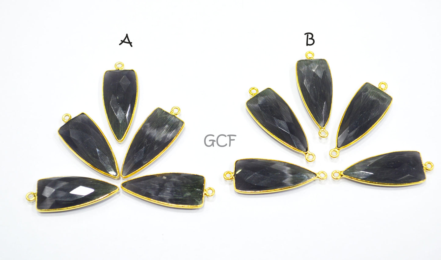 Jet Black Hydro Glass Faceted Connector , Jet Black Hydro Glass Arrowhead Shape Connector , Sold By Piece , 13x29 mm , RB-6948