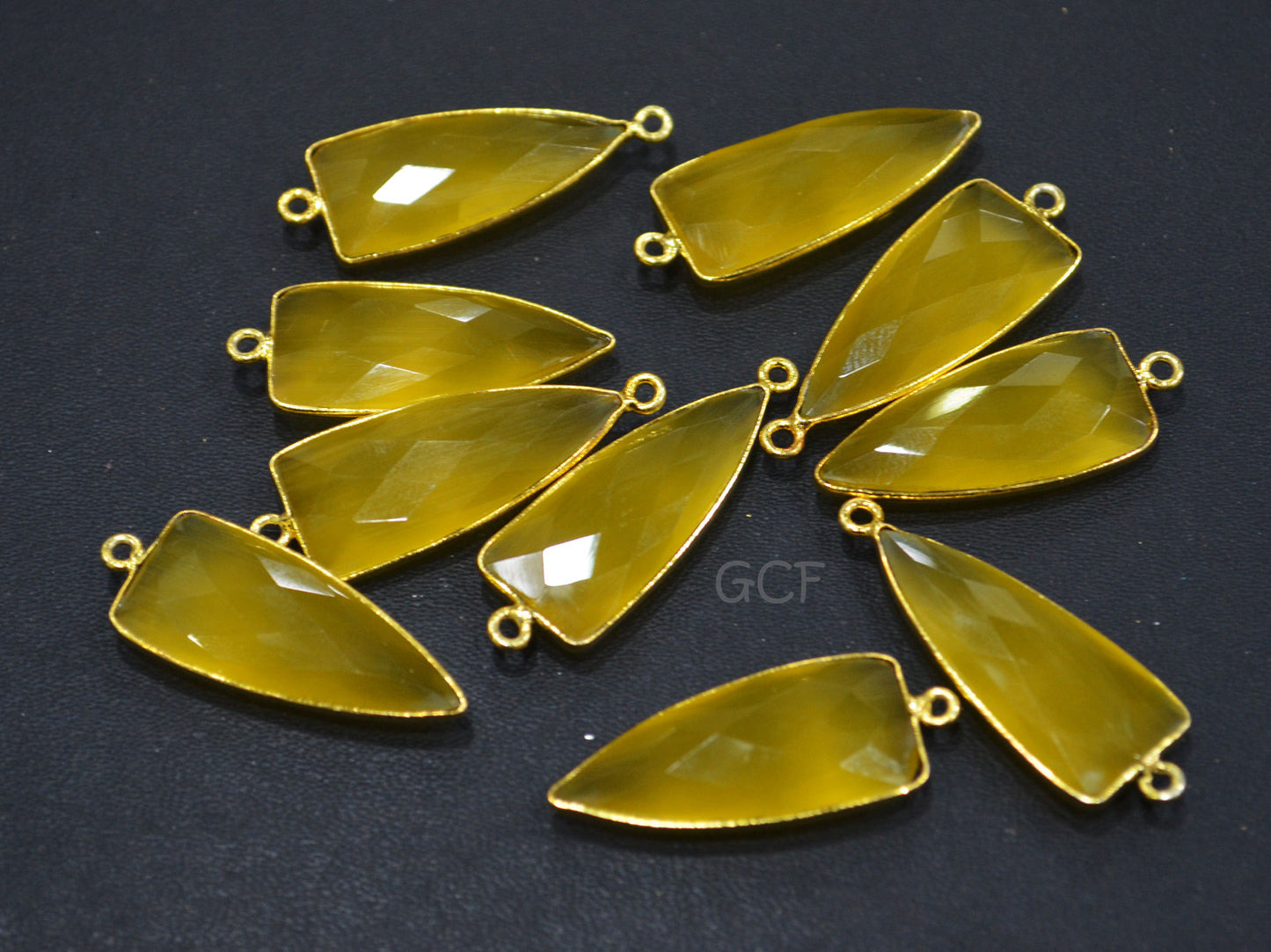 Yellow Hydro Glass Faceted Connector , Yellow Hydro Glass Arrowhead Shape Connector , Sold By Piece , 13x29 mm , RB-6949