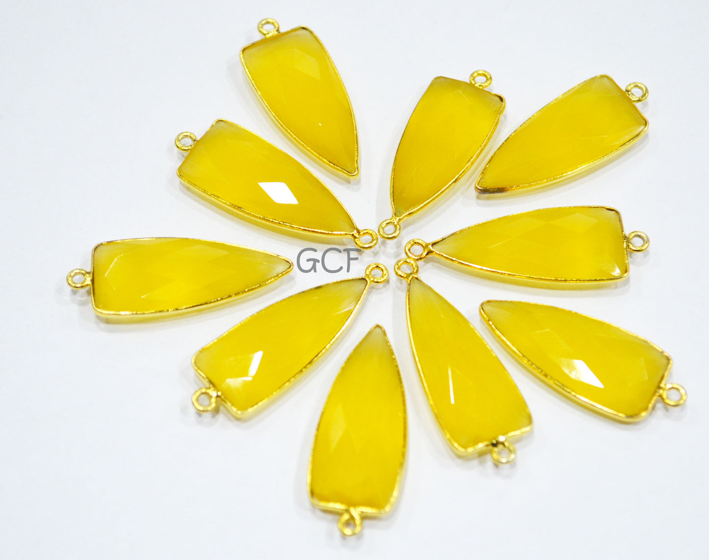 Yellow Hydro Glass Faceted Connector , Yellow Hydro Glass Arrowhead Shape Connector , Sold By Piece , 13x29 mm , RB-6949