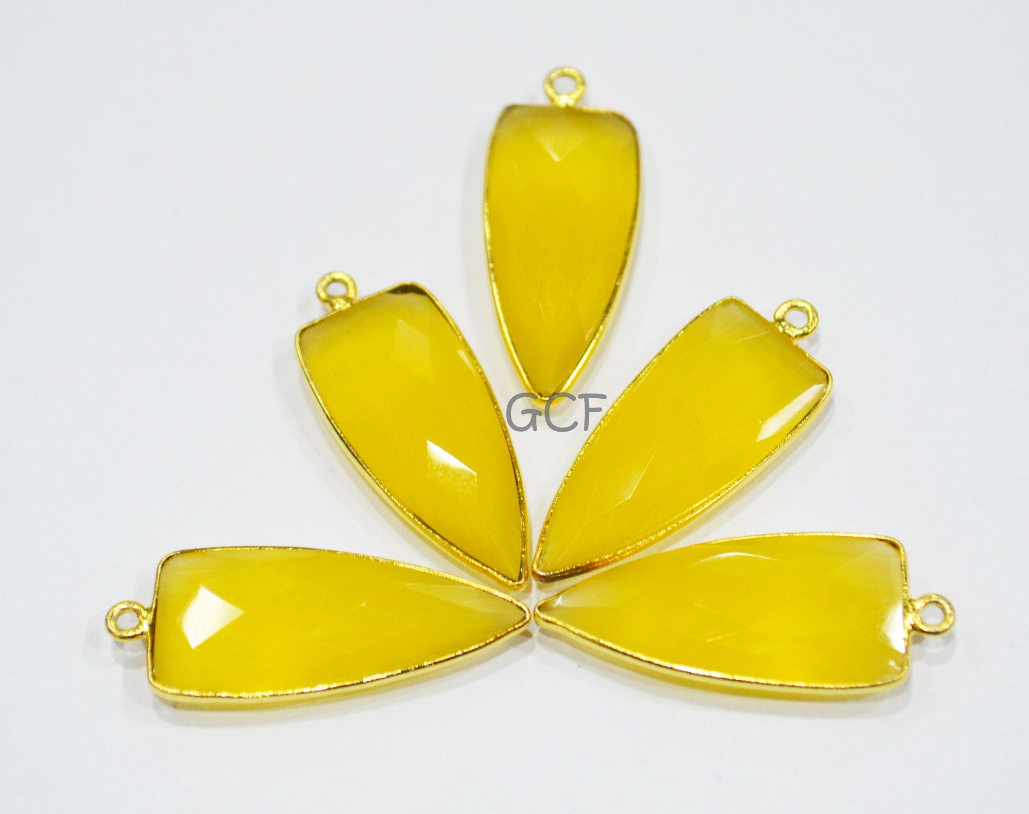 Yellow Hydro Glass Faceted Connector , Yellow Hydro Glass Arrowhead Shape Connector , Sold By Piece , 13x29 mm , RB-6949