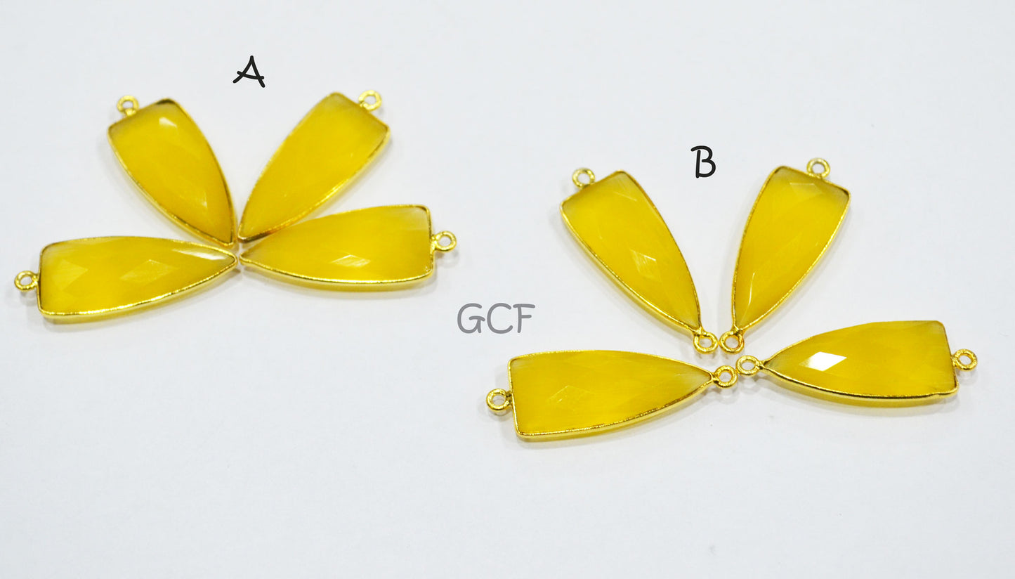 Yellow Hydro Glass Faceted Connector , Yellow Hydro Glass Arrowhead Shape Connector , Sold By Piece , 13x29 mm , RB-6949