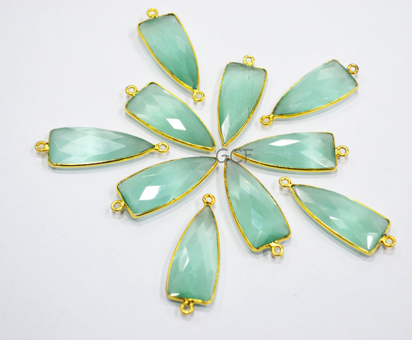 Light Sea Green Hydro Glass Faceted Connector , Light Sea Green Hydro Glass Arrowhead Shape Connector , Sold By Piece , 13x29 mm , RB-6950