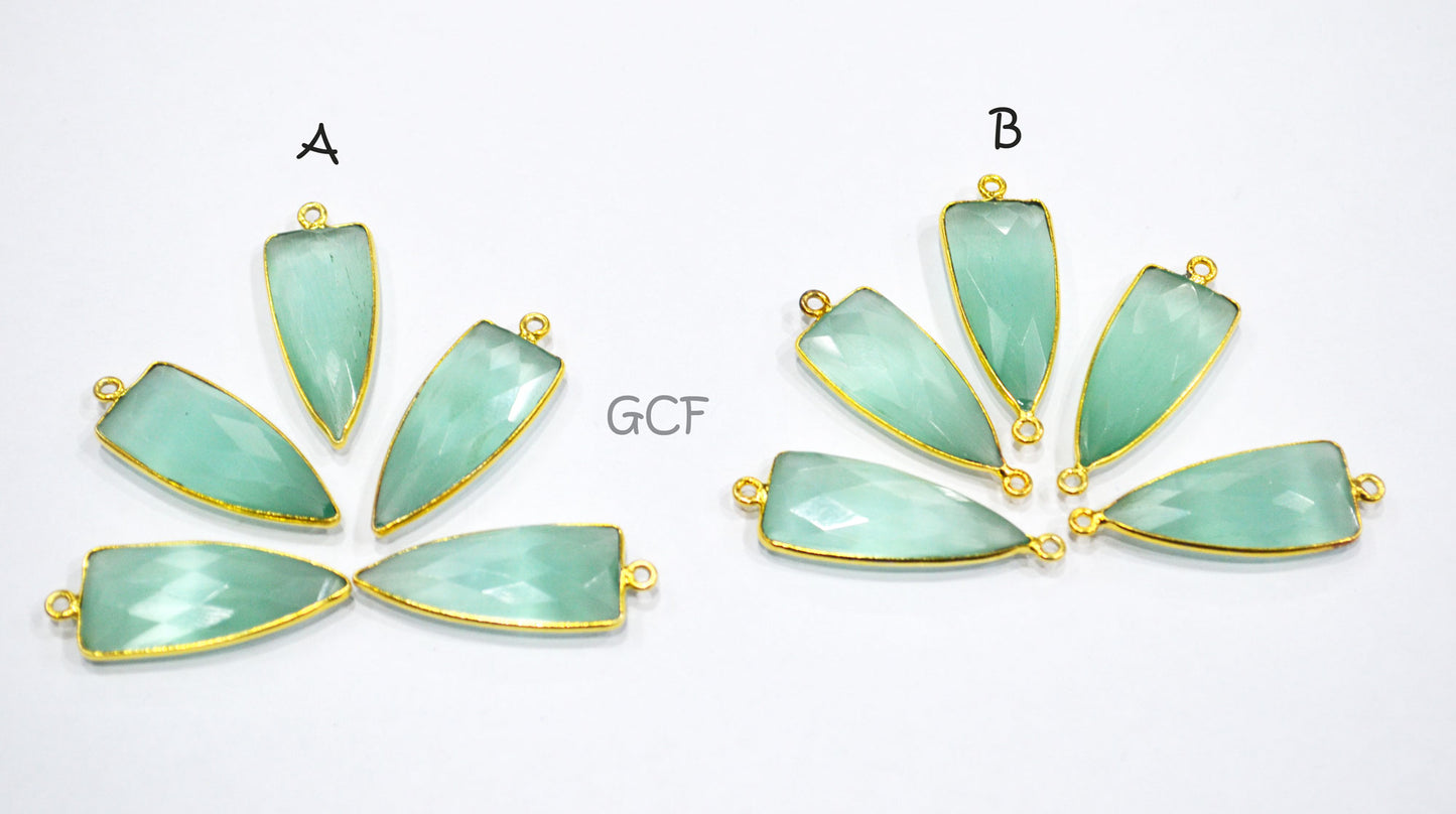 Light Sea Green Hydro Glass Faceted Connector , Light Sea Green Hydro Glass Arrowhead Shape Connector , Sold By Piece , 13x29 mm , RB-6950