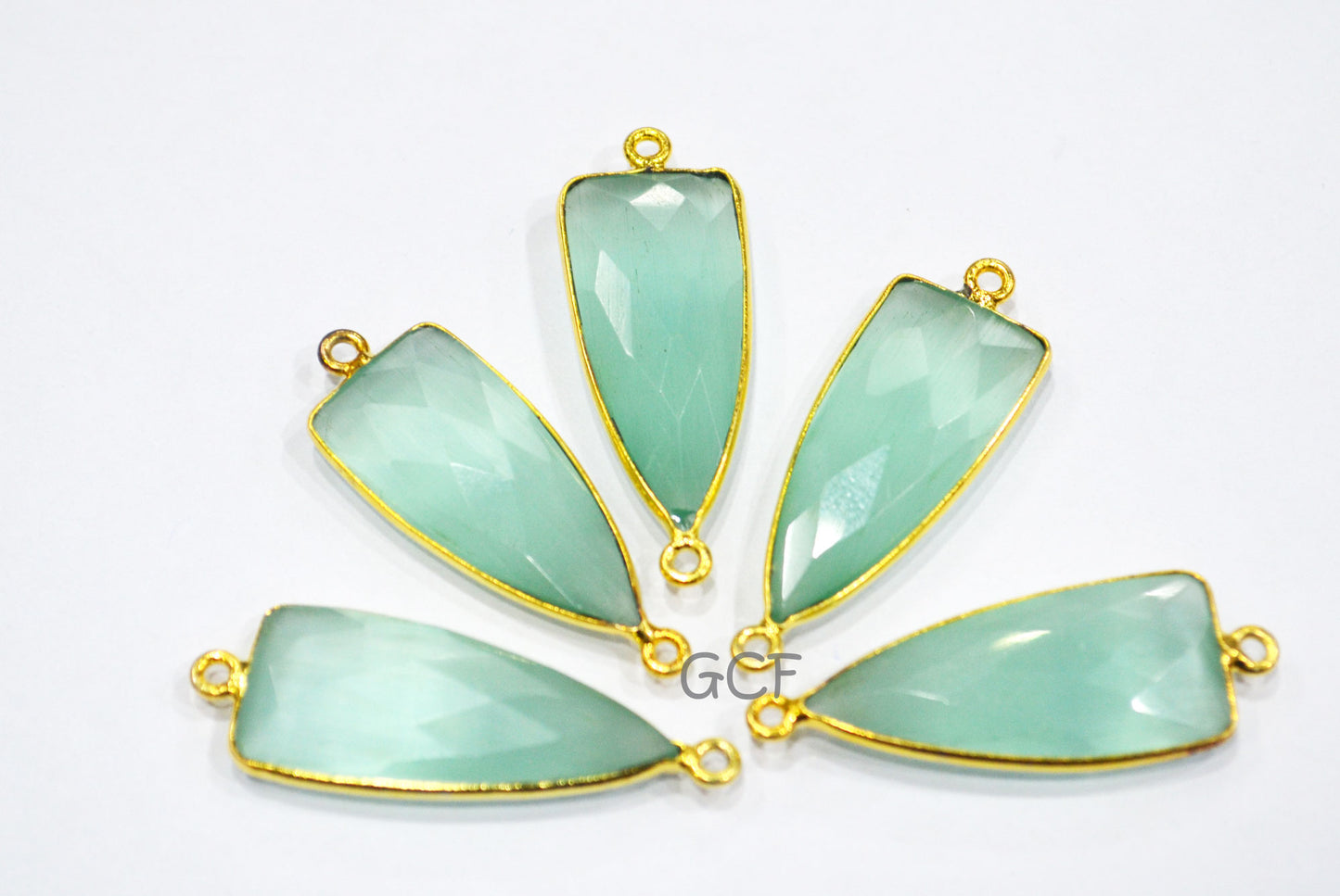 Light Sea Green Hydro Glass Faceted Connector , Light Sea Green Hydro Glass Arrowhead Shape Connector , Sold By Piece , 13x29 mm , RB-6950