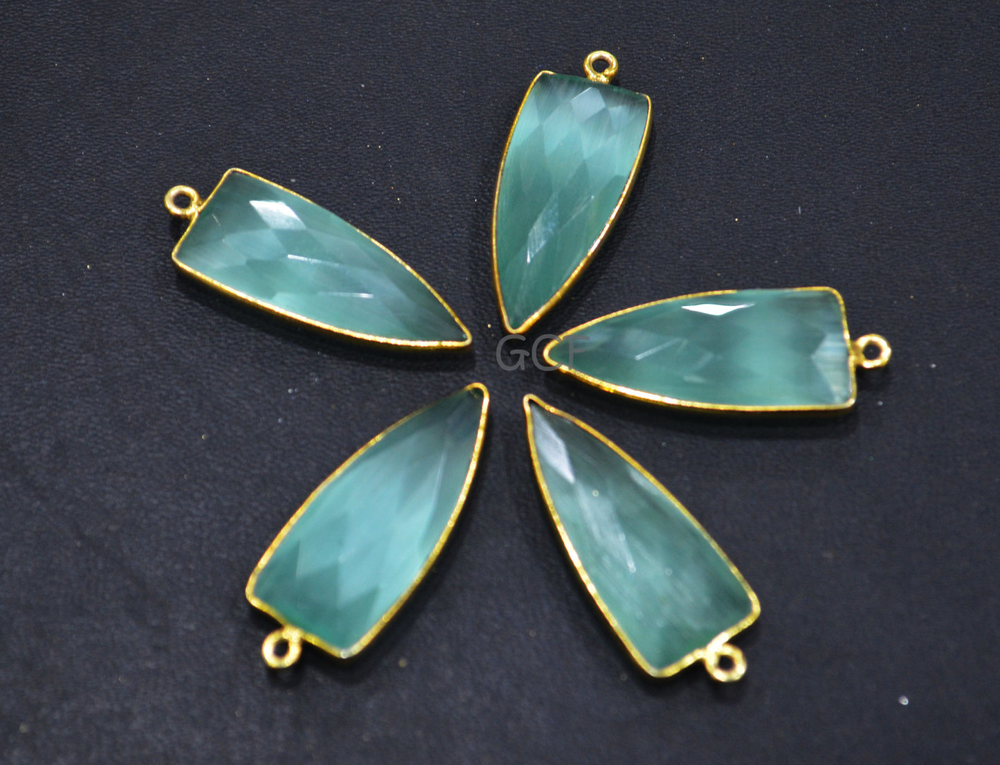 Light Sea Green Hydro Glass Faceted Connector , Light Sea Green Hydro Glass Arrowhead Shape Connector , Sold By Piece , 13x29 mm , RB-6950