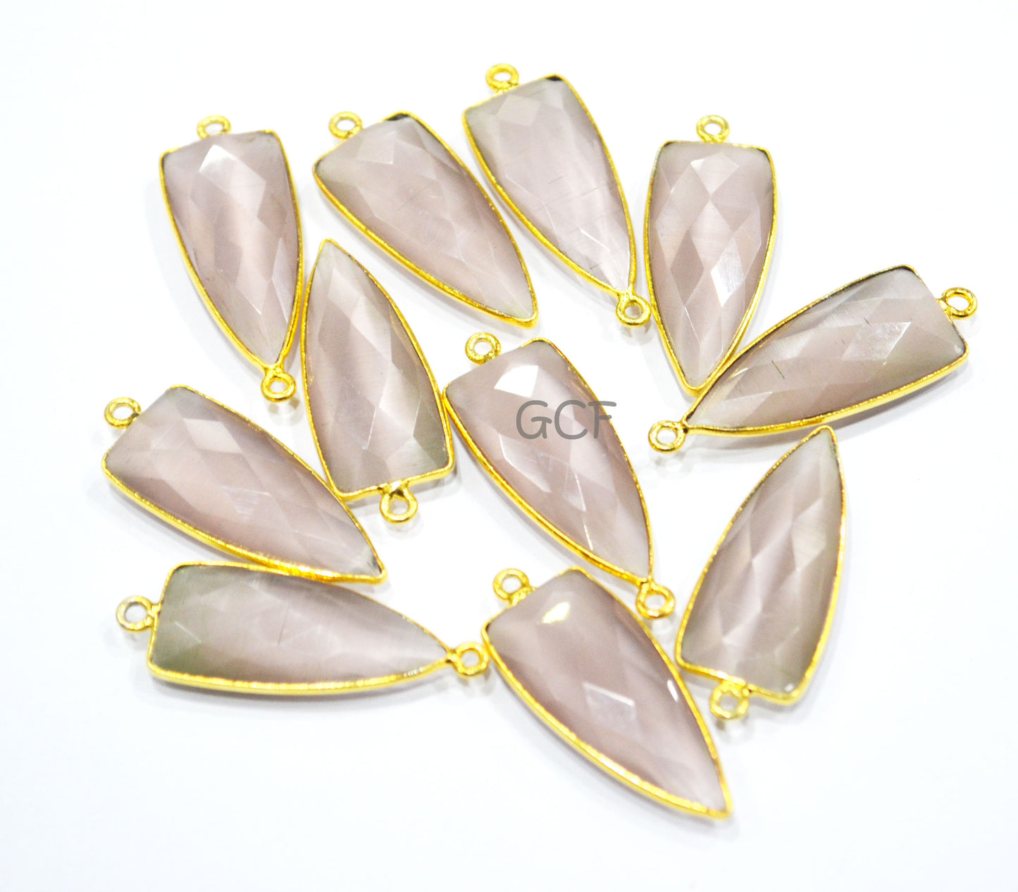 Light Rose Quartz Hydro Glass Faceted Connector ,Light Rose Quartz Hydro Glass Arrowhead Shape Connector ,Sold By Piece , 13x29 mm , RB-6952