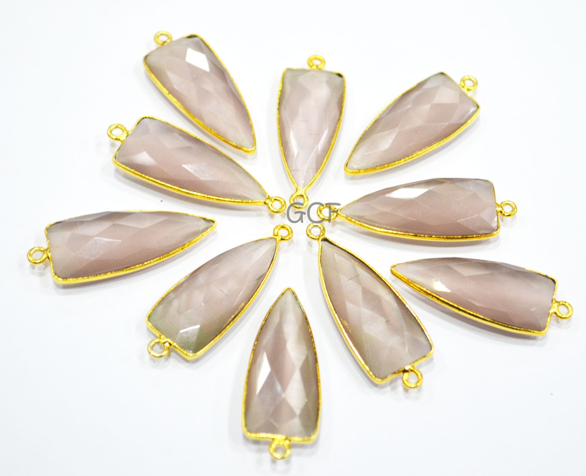 Light Rose Quartz Hydro Glass Faceted Connector ,Light Rose Quartz Hydro Glass Arrowhead Shape Connector ,Sold By Piece , 13x29 mm , RB-6952