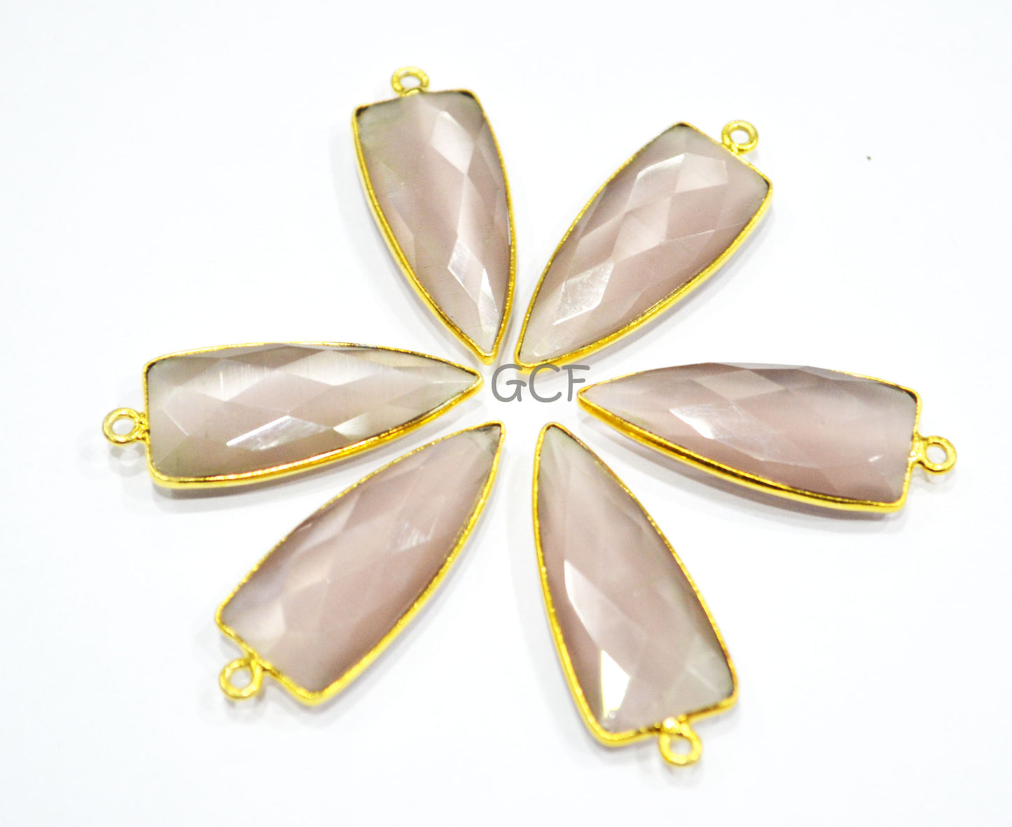 Light Rose Quartz Hydro Glass Faceted Connector ,Light Rose Quartz Hydro Glass Arrowhead Shape Connector ,Sold By Piece , 13x29 mm , RB-6952