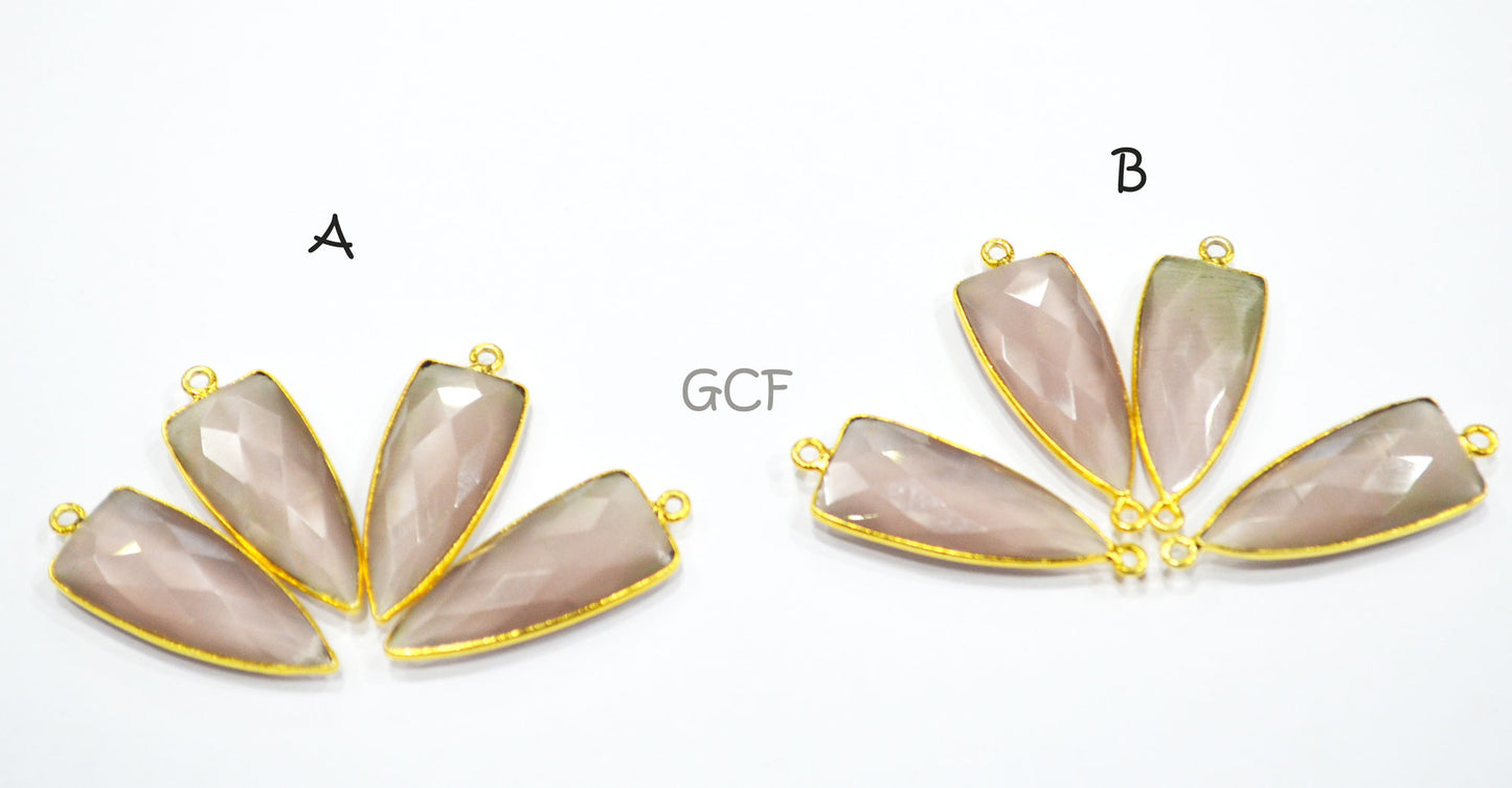 Light Rose Quartz Hydro Glass Faceted Connector ,Light Rose Quartz Hydro Glass Arrowhead Shape Connector ,Sold By Piece , 13x29 mm , RB-6952