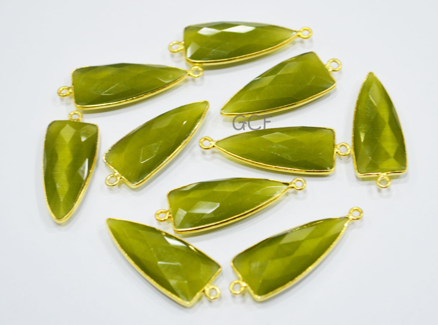 Olive Color Hydro Glass Faceted Connector , Olive Color Hydro Glass Arrowhead Shape Connector , Sold By Piece , 13x29 mm , RB-6953