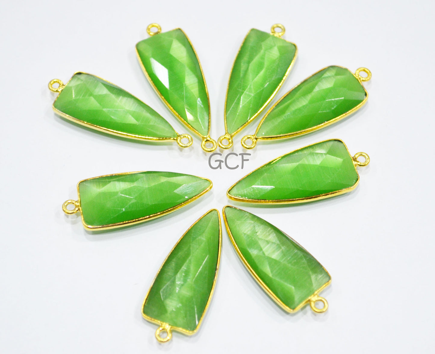 Green Color Hydro Glass Faceted Connector , Green Color Hydro Glass Arrowhead Shape Connector , Sold By Piece , 13x29 mm , RB-6954