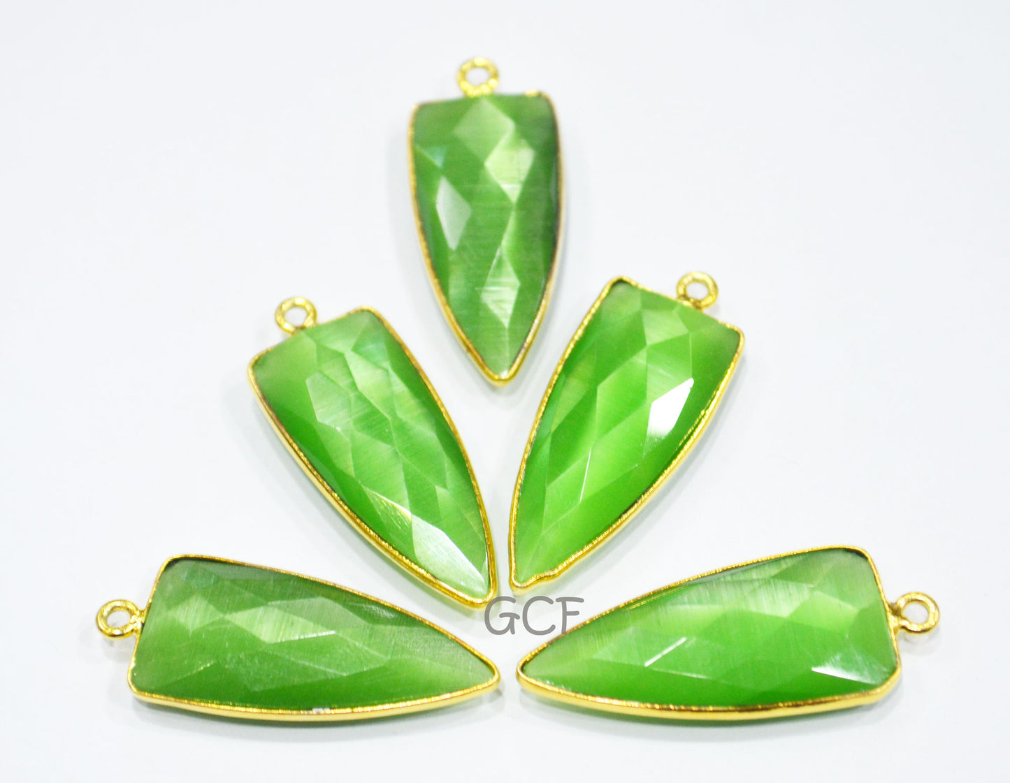 Green Color Hydro Glass Faceted Connector , Green Color Hydro Glass Arrowhead Shape Connector , Sold By Piece , 13x29 mm , RB-6954