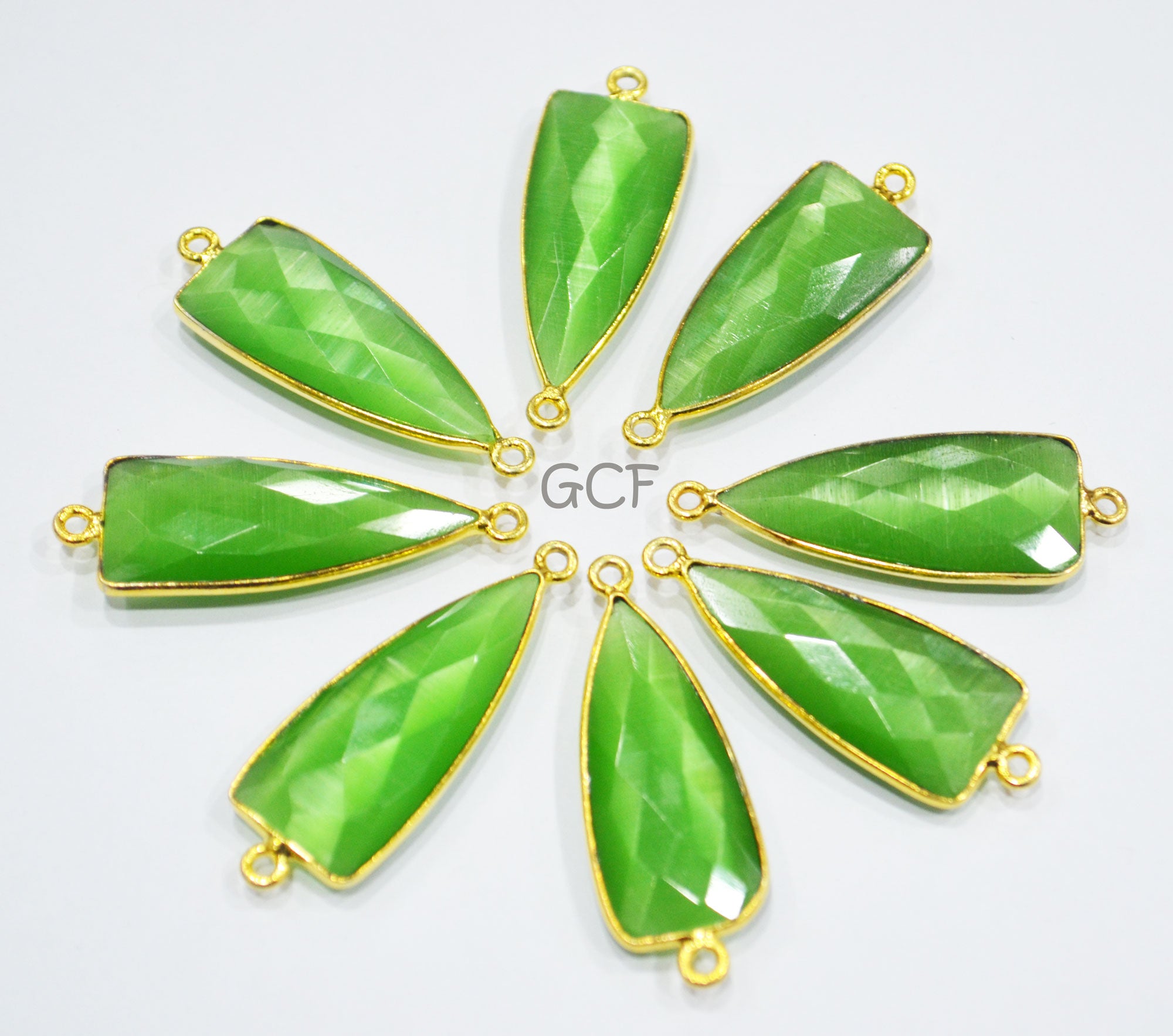 Green Color Hydro Glass Faceted Connector , Green Color Hydro Glass Arrowhead Shape Connector , Sold By Piece , 13x29 mm , RB-6954