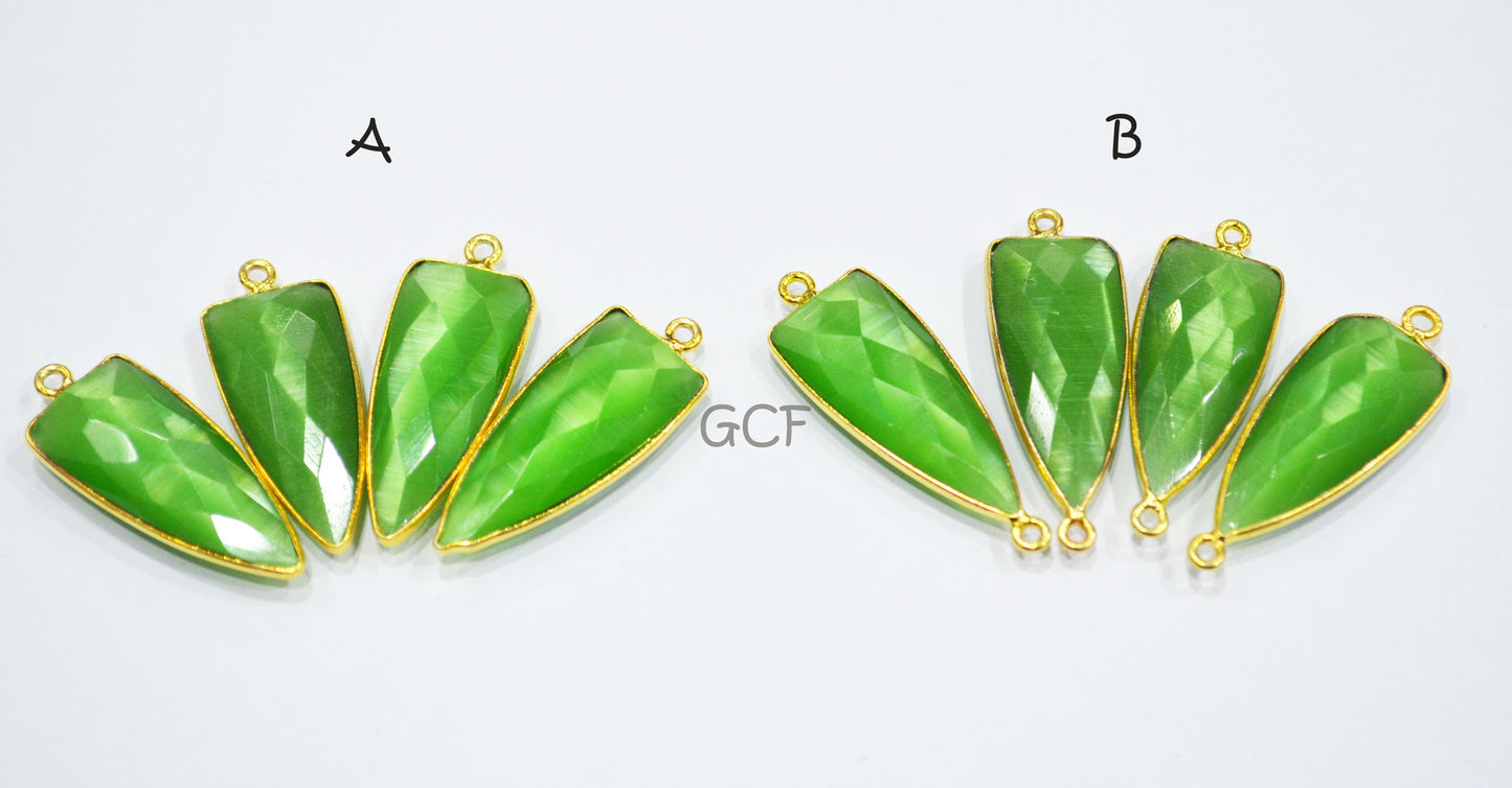 Green Color Hydro Glass Faceted Connector , Green Color Hydro Glass Arrowhead Shape Connector , Sold By Piece , 13x29 mm , RB-6954