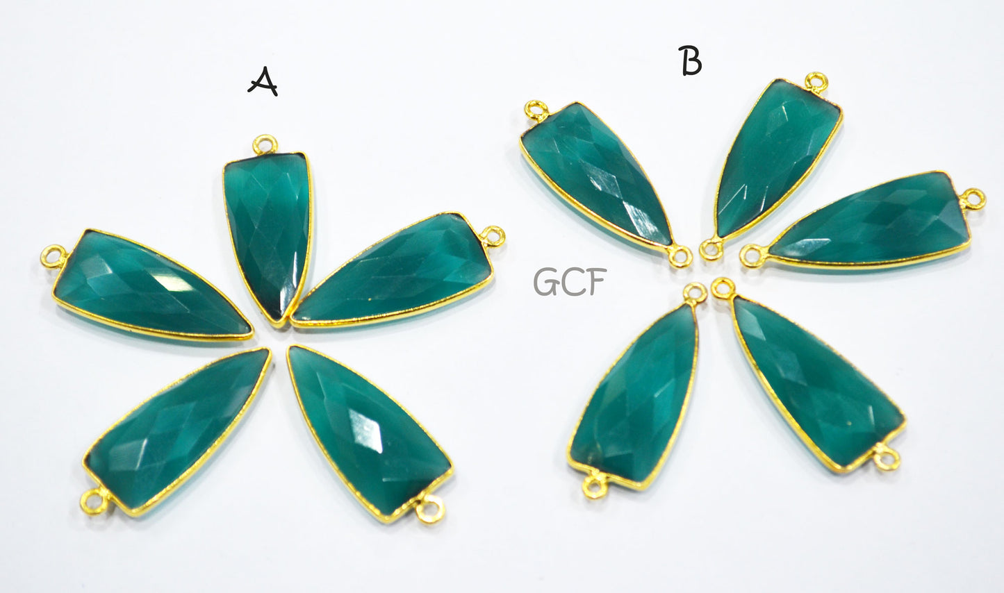 Green Onyx Hydro Glass Faceted Connector , Green Onyx Color Hydro Glass Arrowhead Shape Connector , Sold By Piece , 13x29 mm , RB-6955